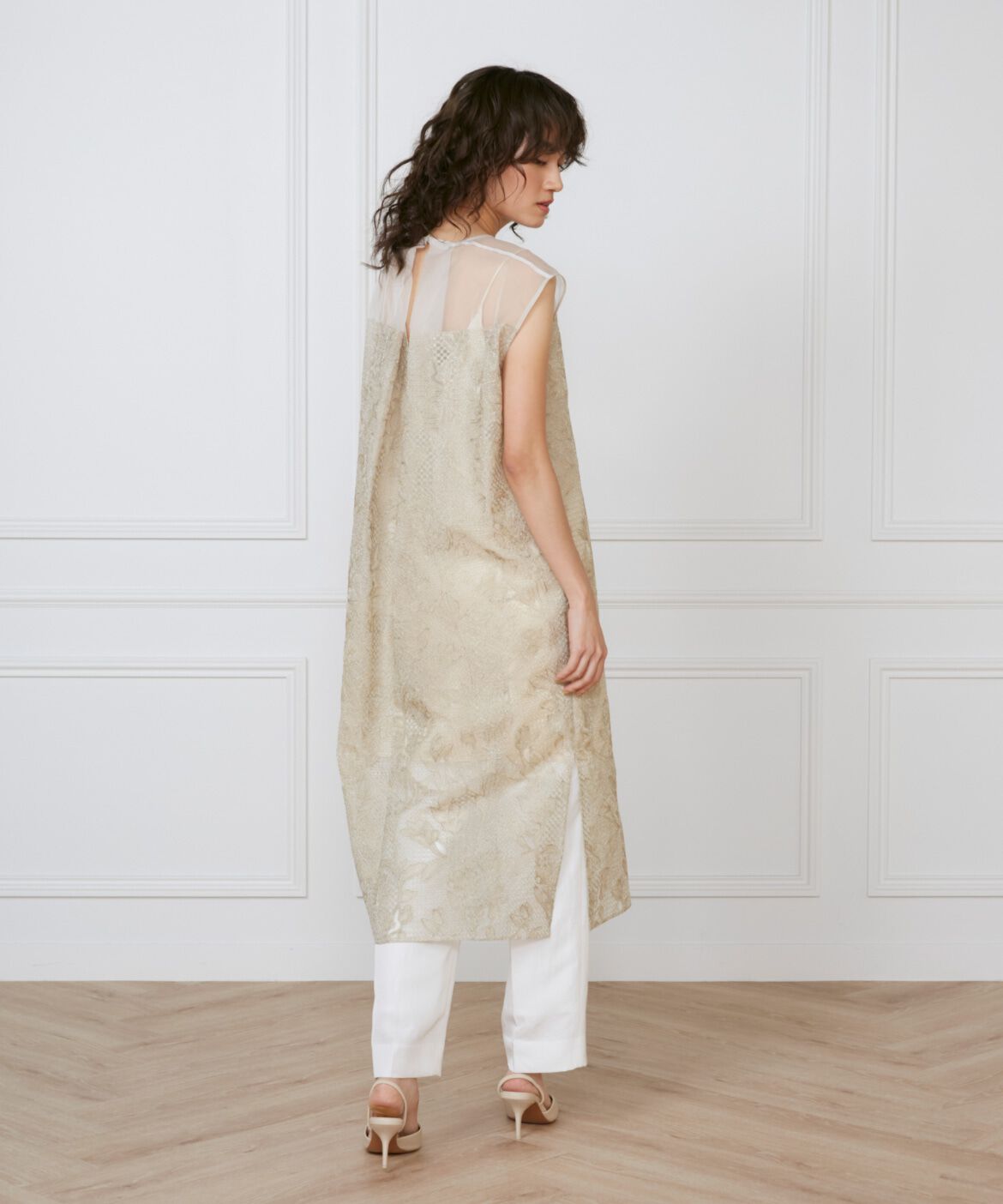 INED「《大きいサイズ》オーガンジーワンピース《la veille by SUPERIOR CLOSET》」|ワンピース|