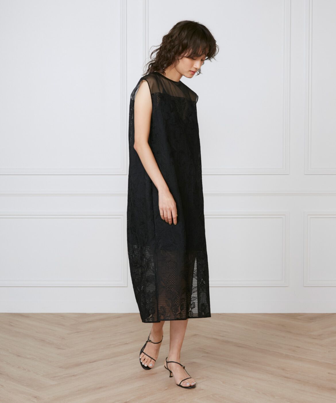 INED「《大きいサイズ》オーガンジーワンピース《la veille by SUPERIOR CLOSET》」|ワンピース|