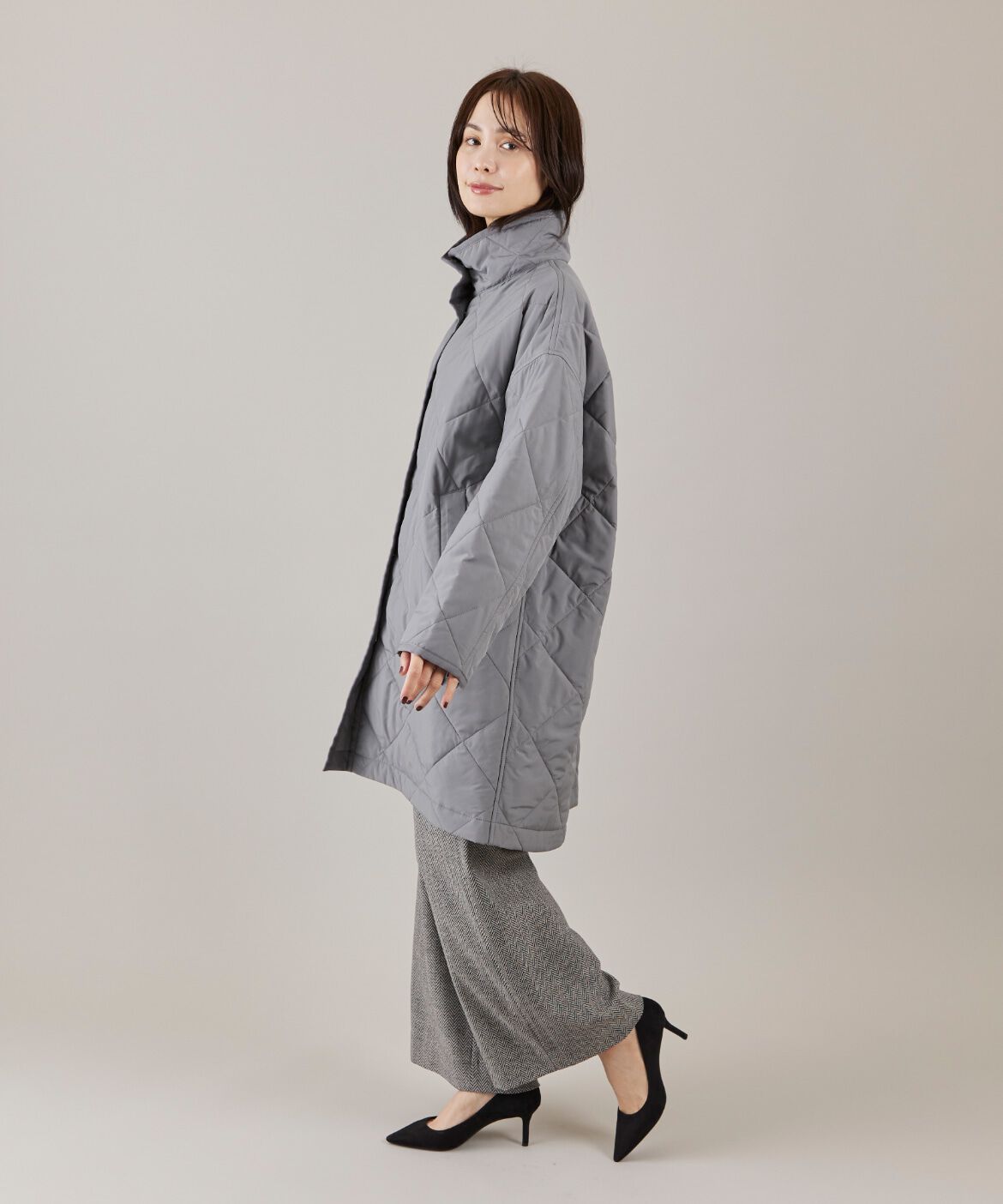 Le Souk「《大きいサイズ》中綿キルティングスタンドコート《LIMONTA EAST》」|ピーコート|