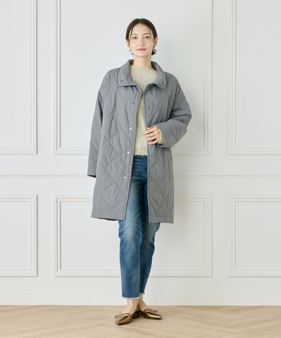 Le Souk「《大きいサイズ》中綿キルティングスタンドコート《LIMONTA EAST》」|ピーコート|