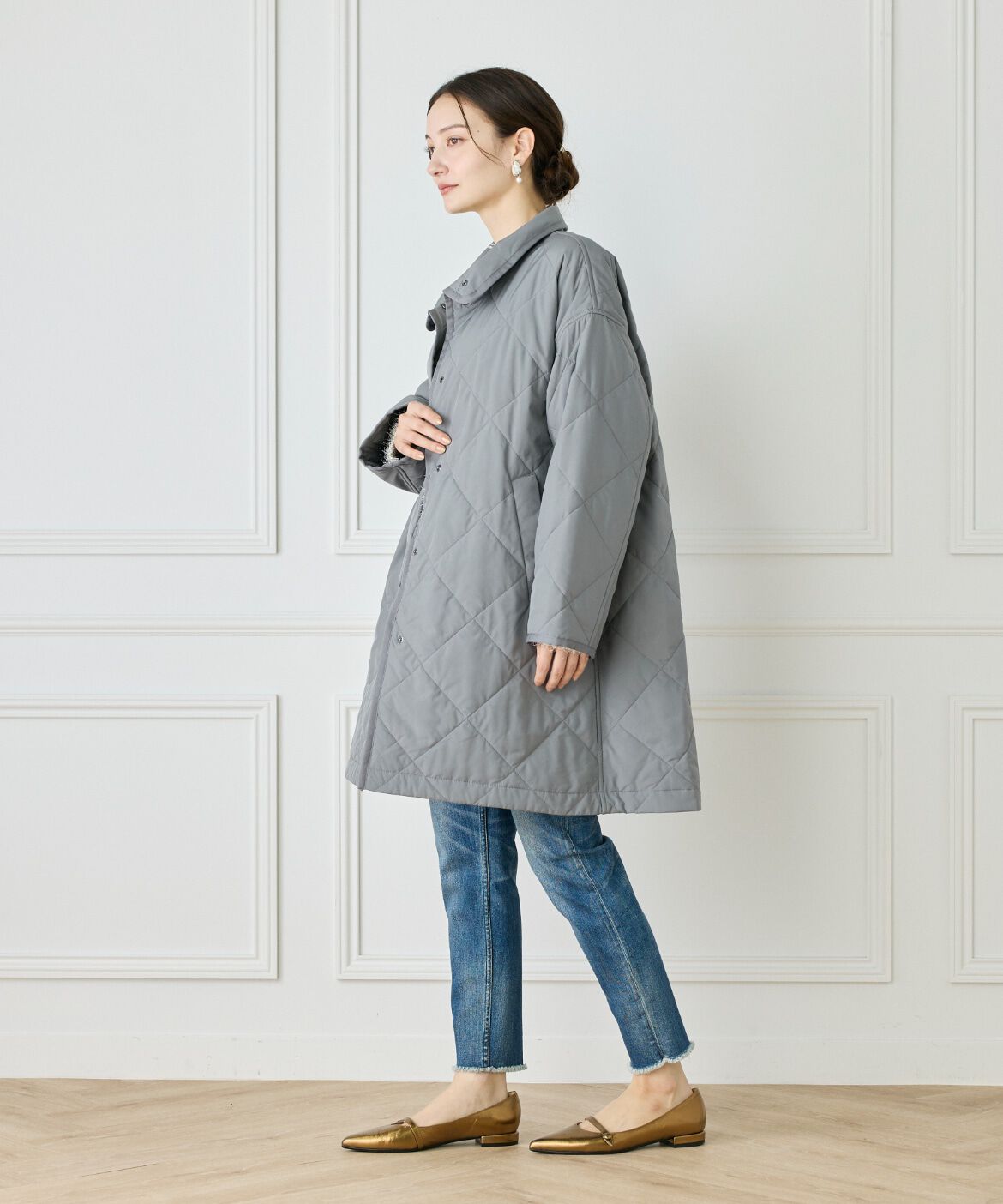 Le Souk「《大きいサイズ》中綿キルティングスタンドコート《LIMONTA EAST》」|ピーコート|