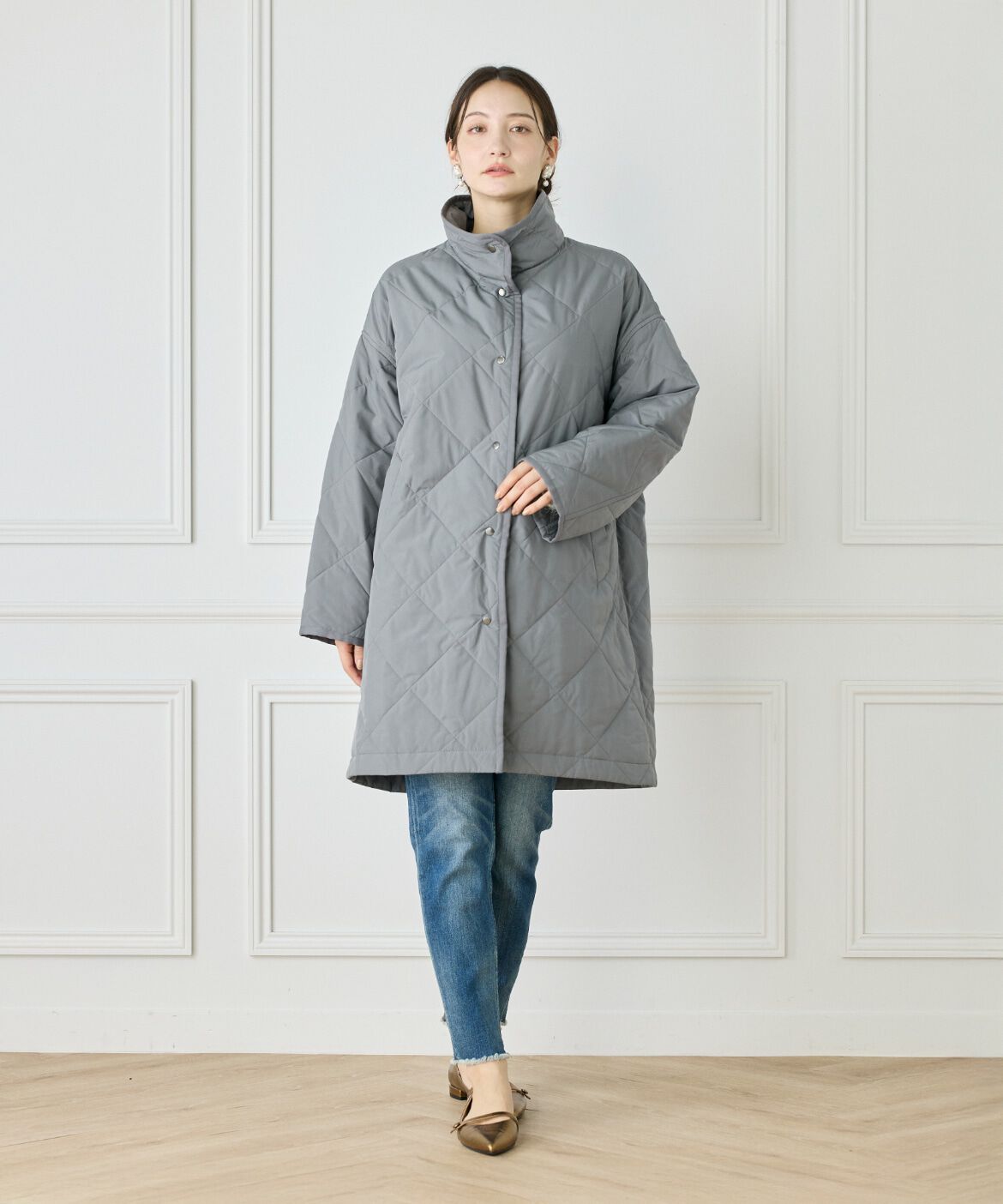 Le Souk「《大きいサイズ》中綿キルティングスタンドコート《LIMONTA EAST》」|ピーコート|