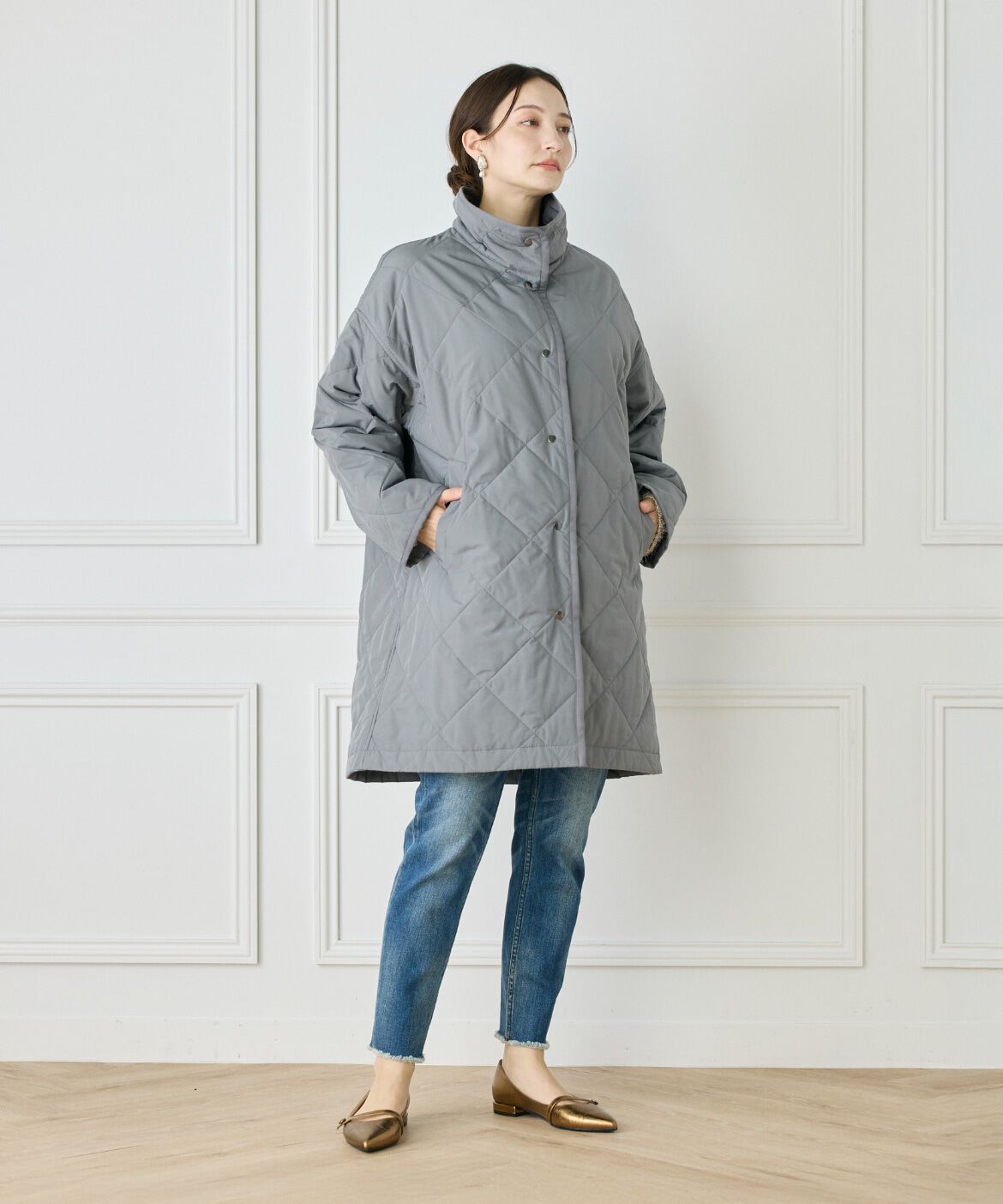 Le Souk「《大きいサイズ》中綿キルティングスタンドコート《LIMONTA EAST》」|ピーコート|