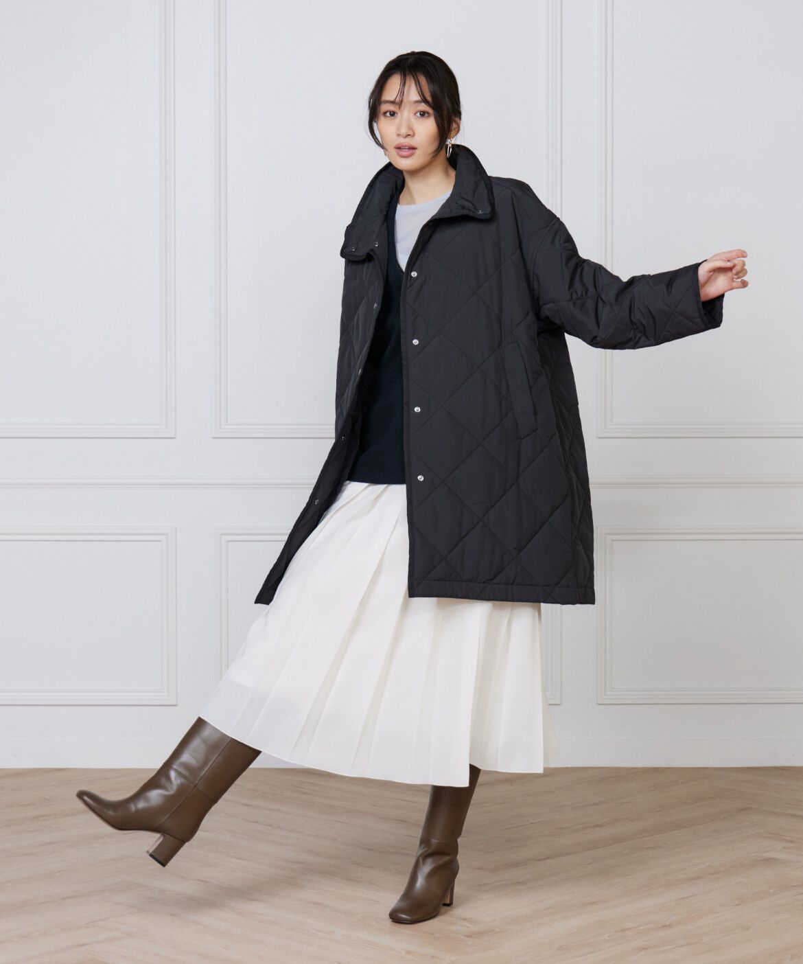 Le Souk「《大きいサイズ》中綿キルティングスタンドコート《LIMONTA EAST》」|ピーコート|