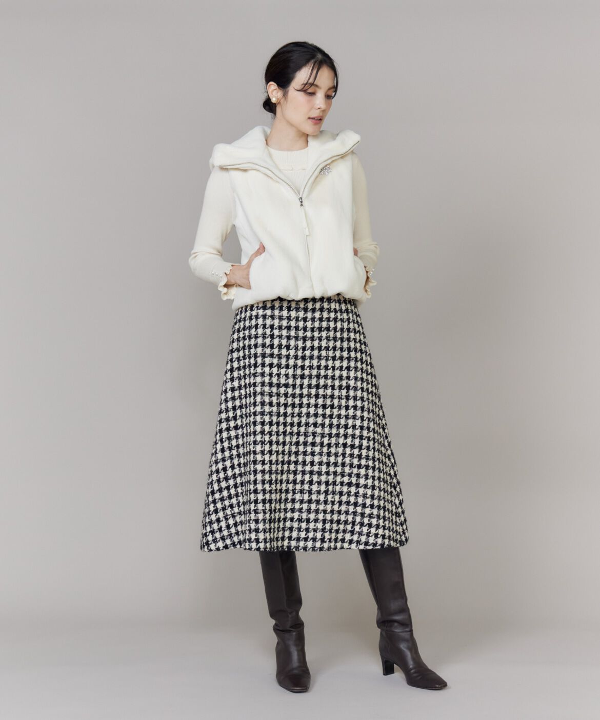 Maglie le cassetto「千鳥フレアスカート」|フレア|