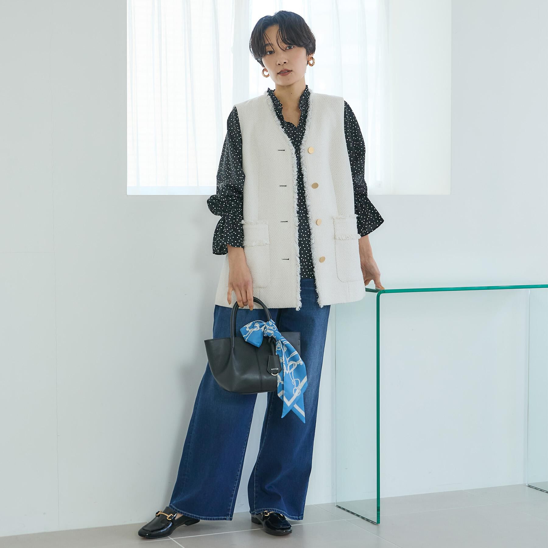 UNTITLED「【洗える/セットアップ可】ランダムドットブラウス」|シャツ・ブラウス|