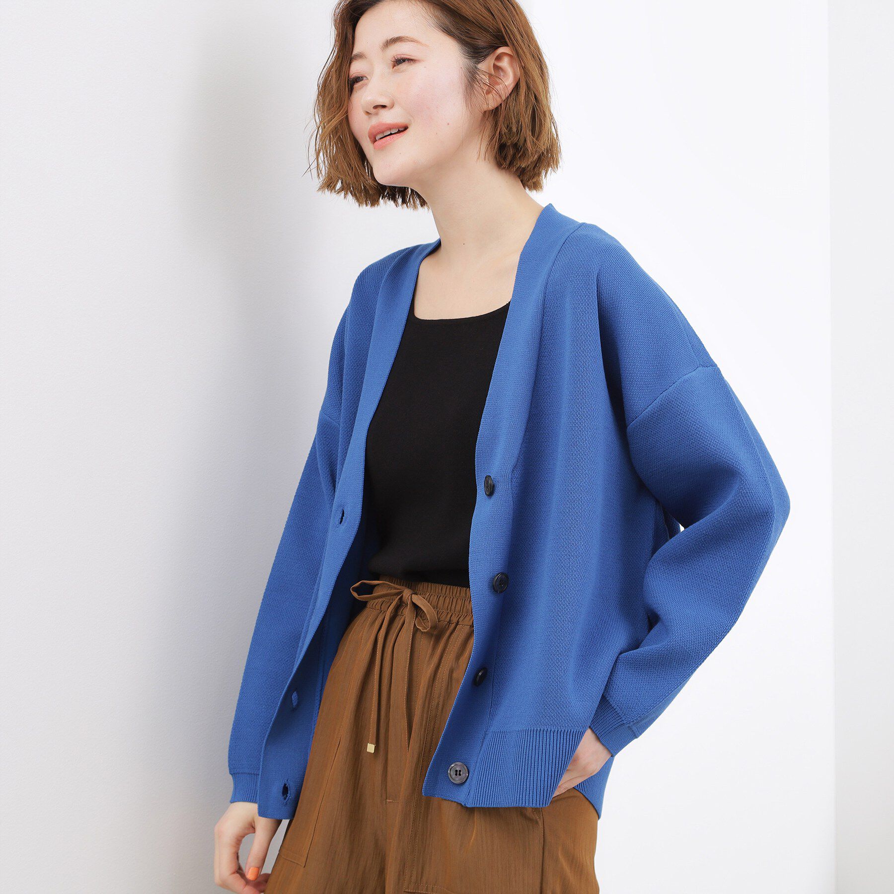 grove「オーバーサイズVネックカーディガン」|カーディガン|ブルー(092)