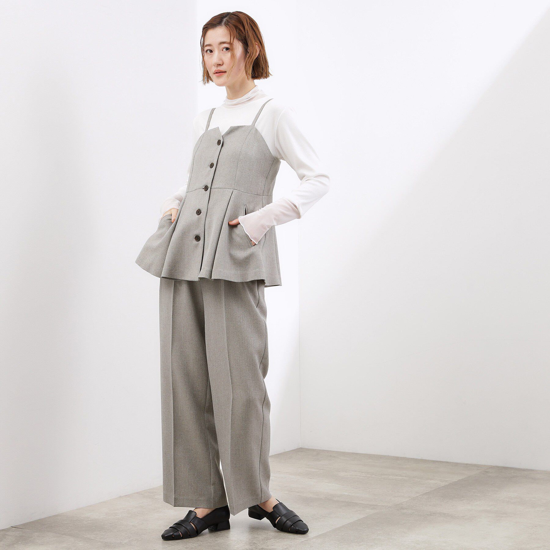 grove「【貴島明日香さん着用・カセット服】リネンライク ペプラムビスチェ」|シャツ・ブラウス|