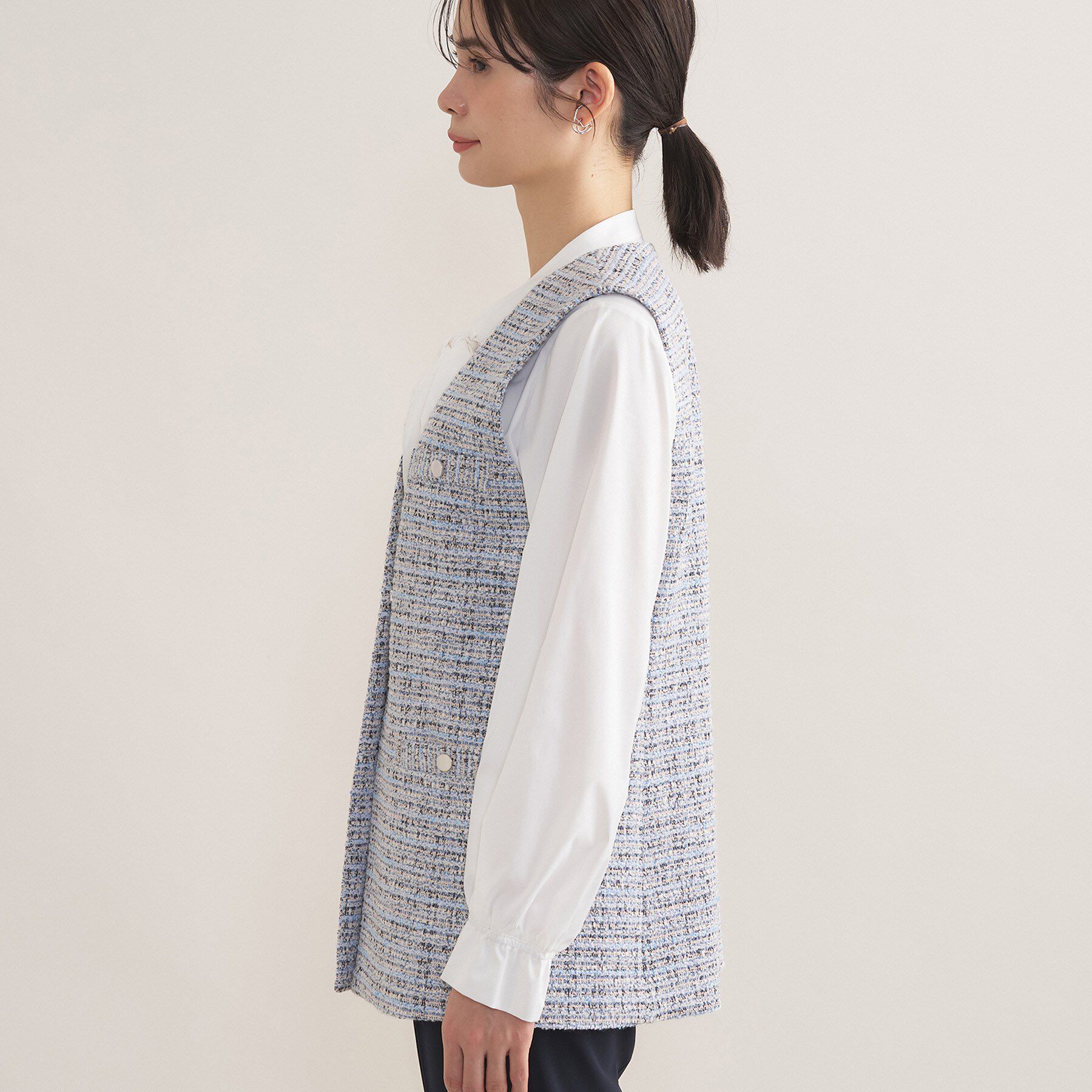 INDIVI「【2点セット／洗える】ツイードジレ＆ボウタイブラウス」|その他|