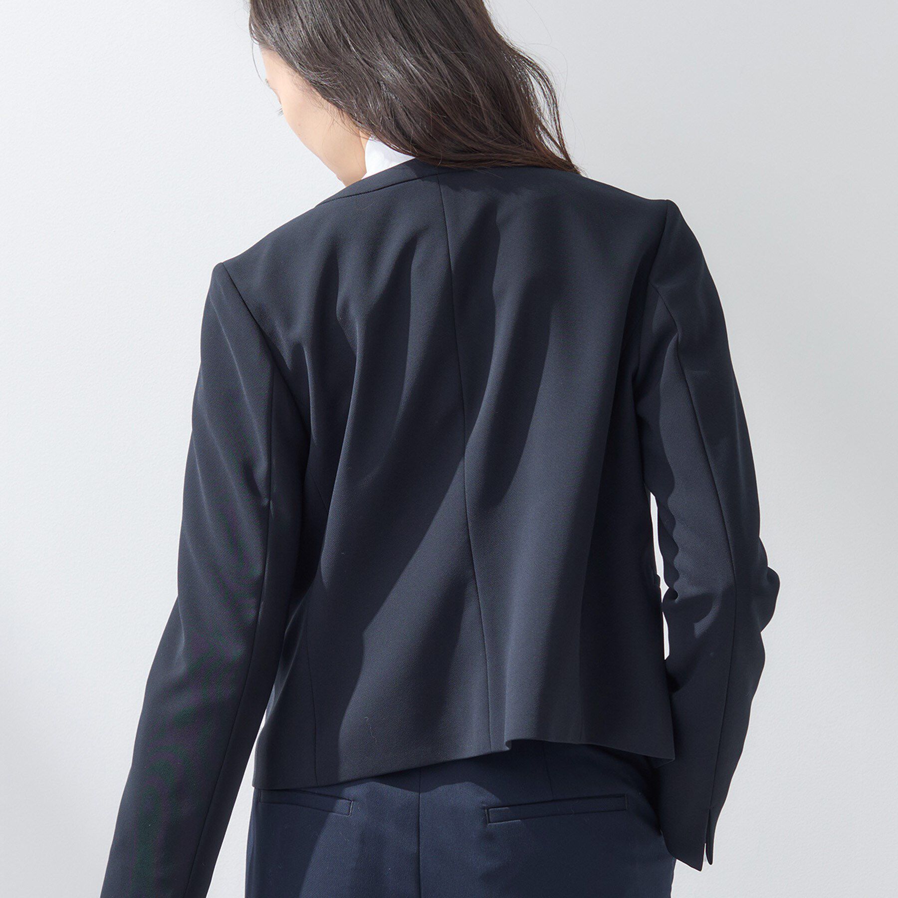 INDIVI「【上品光沢／セレモニー／SETUP可能】切り替えデザインジャケット」|ノーカラージャケット|