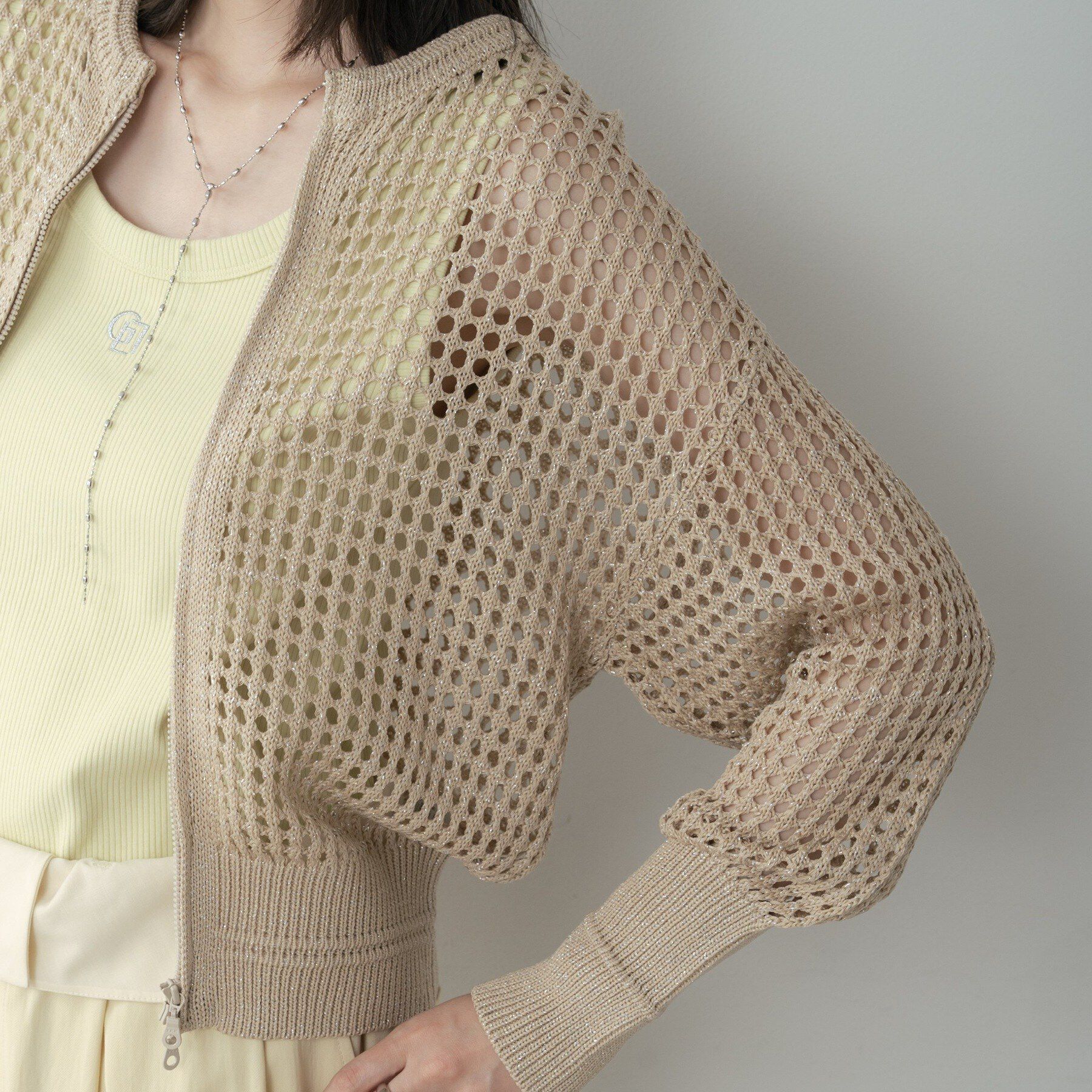 GALLEST「クルーネックメッシュカーディガン」|カーディガン|