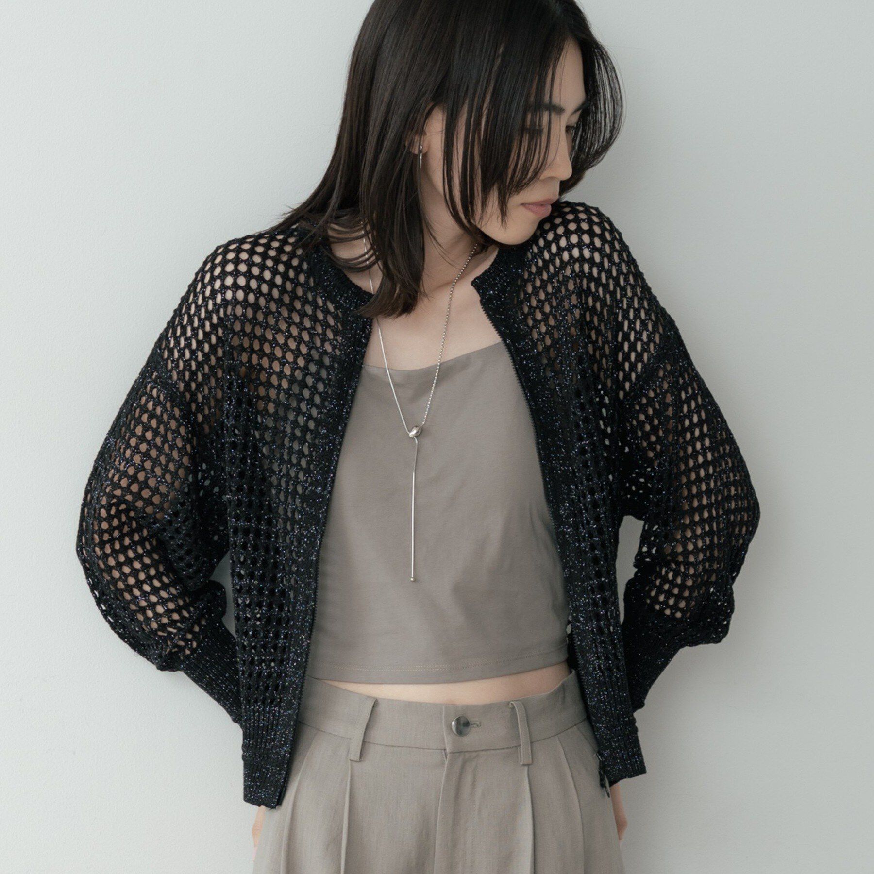 GALLEST「クルーネックメッシュカーディガン」|カーディガン|