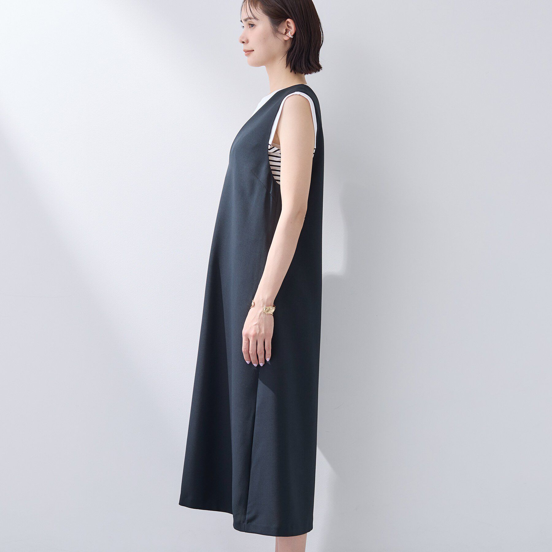 INDIVI「【洗える／SETUP可能／UVケア】ウール調ジャンパードレス」|ワンピース|