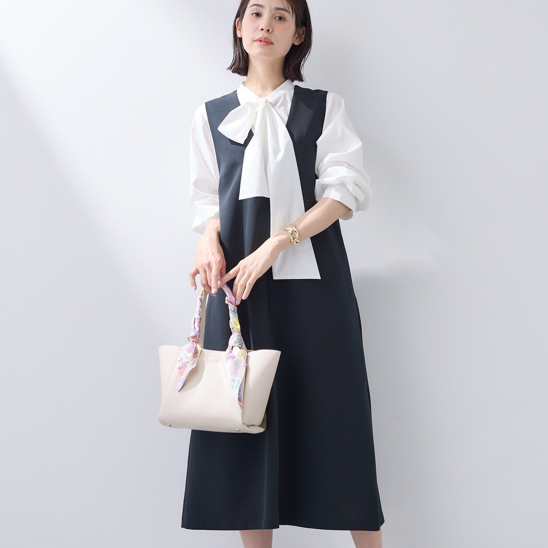 INDIVI「【洗える／SETUP可能／UVケア】ウール調ジャンパードレス」|ワンピース|