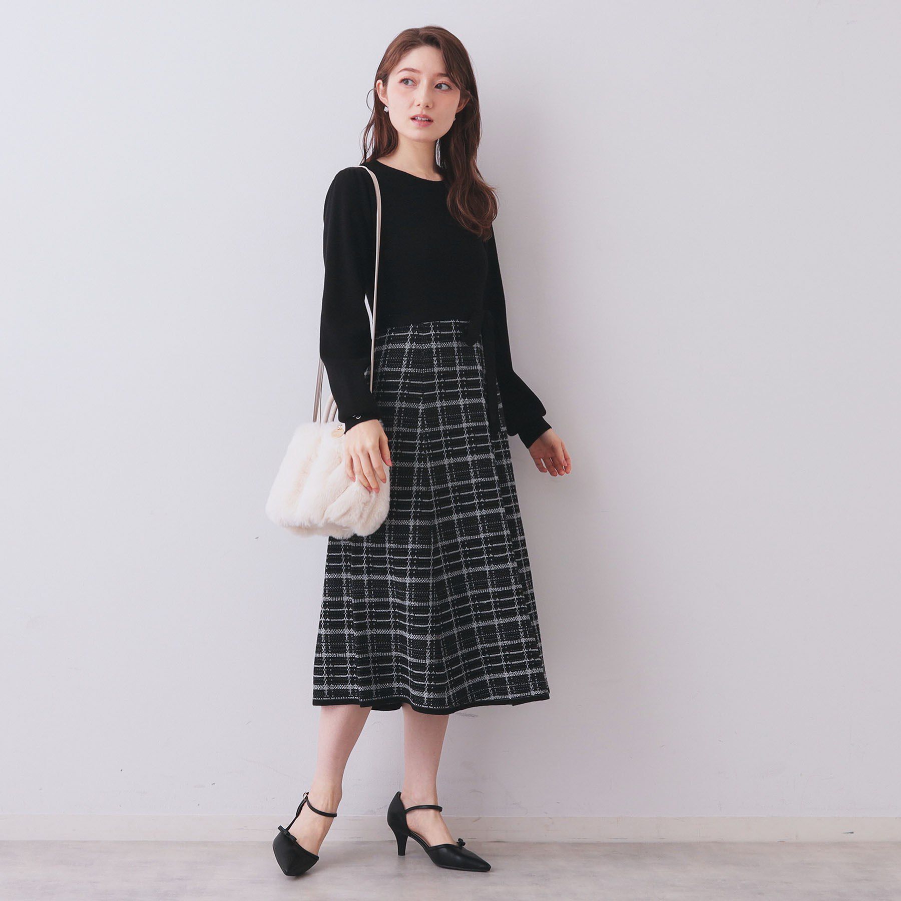 index「チェックラメジャカードニットワンピース」|ワンピース|