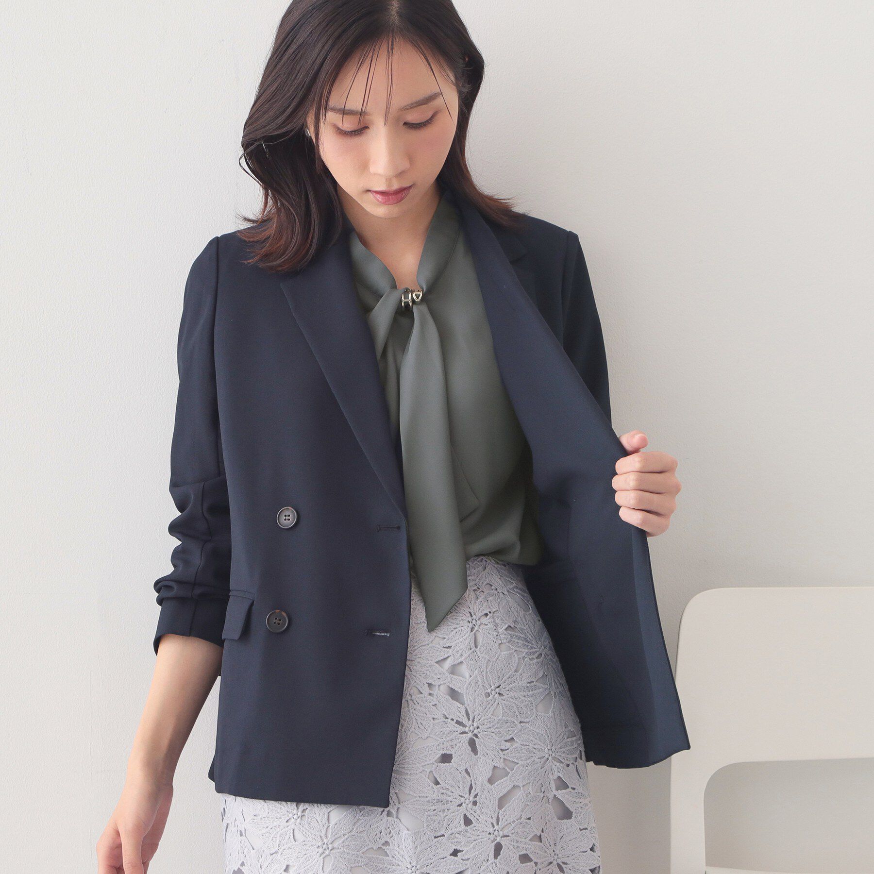 index「アシメドレープボウタイブラウス【洗濯機OK/イージーアイロン】」|シャツ・ブラウス|