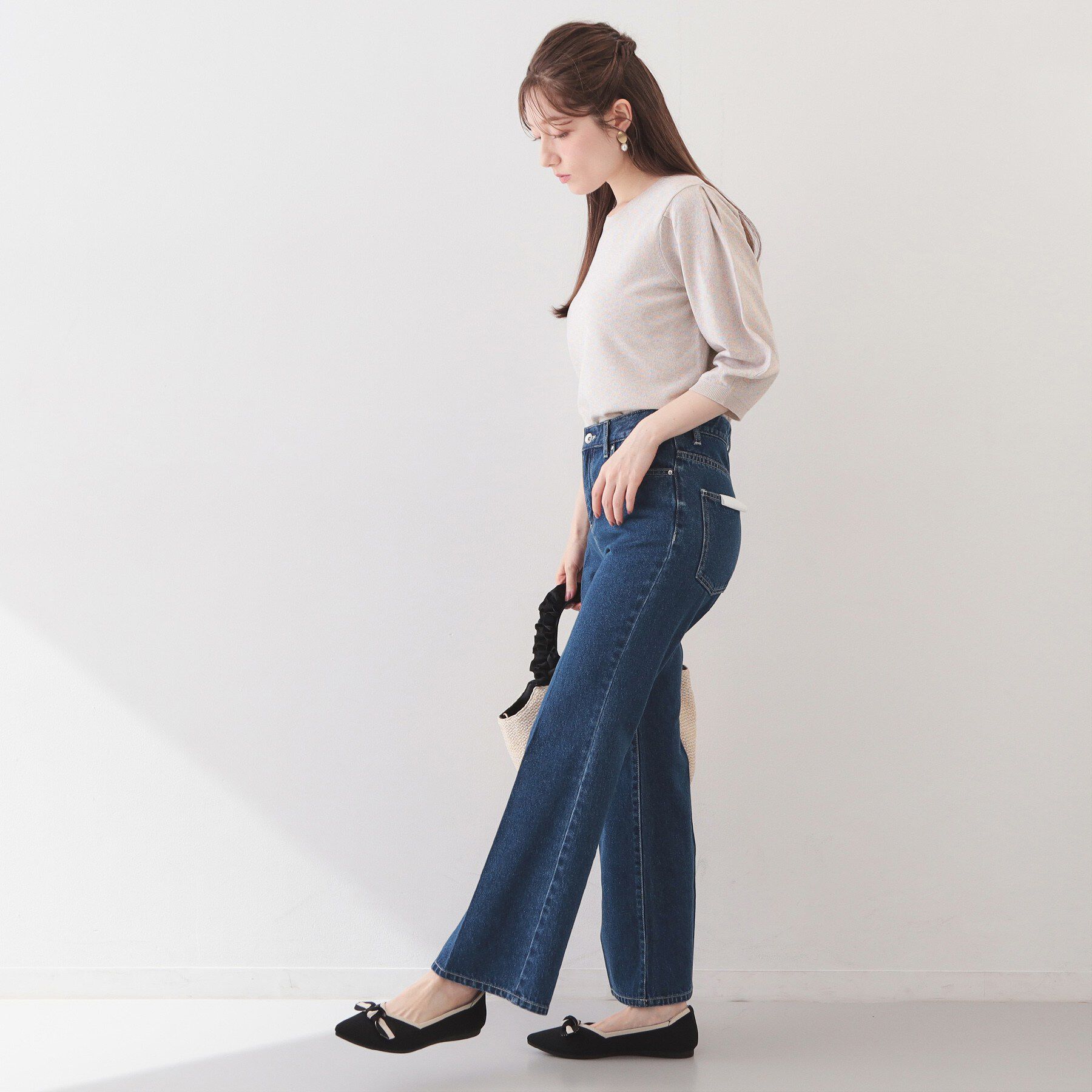 index「6分袖タックスリーブニット【洗濯機OK/UVケア】《XS～LL/9col》」|ニット・セーター|