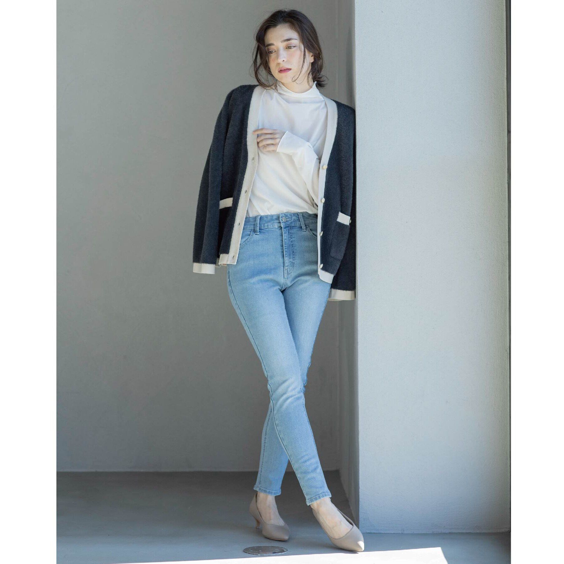 OPAQUE.CLIP「《SS-LLsize》ライクラストレッチスキニーデニムパンツ【洗濯機洗い可】」|デニム|