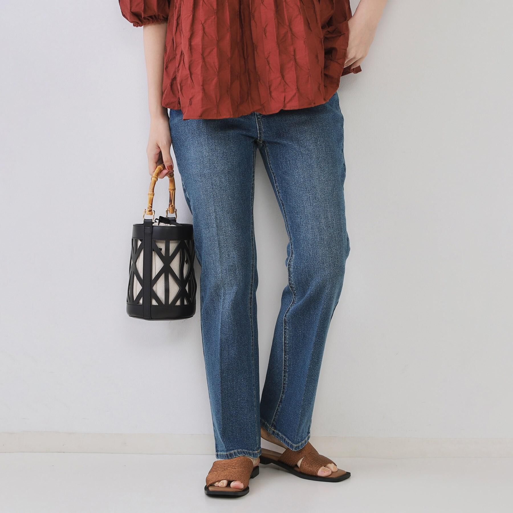 OPAQUE.CLIP「ストレッチセミフレアデニム【洗濯機洗い可】《SS-LLサイズ》」|デニム|