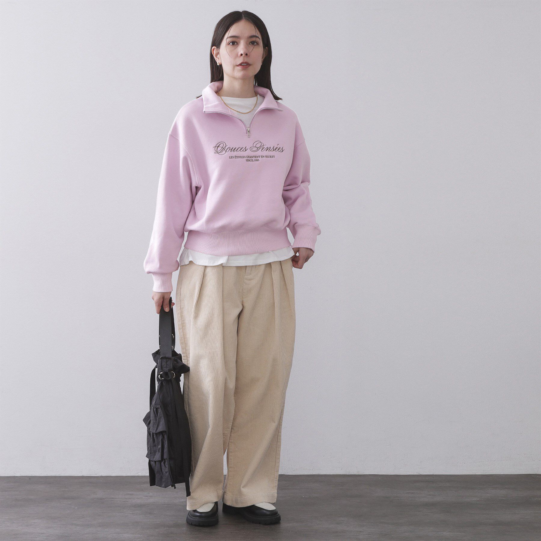 OPAQUE.CLIP「ハーフZIPロゴ刺繍裏毛【洗濯機OK】」|パーカー|