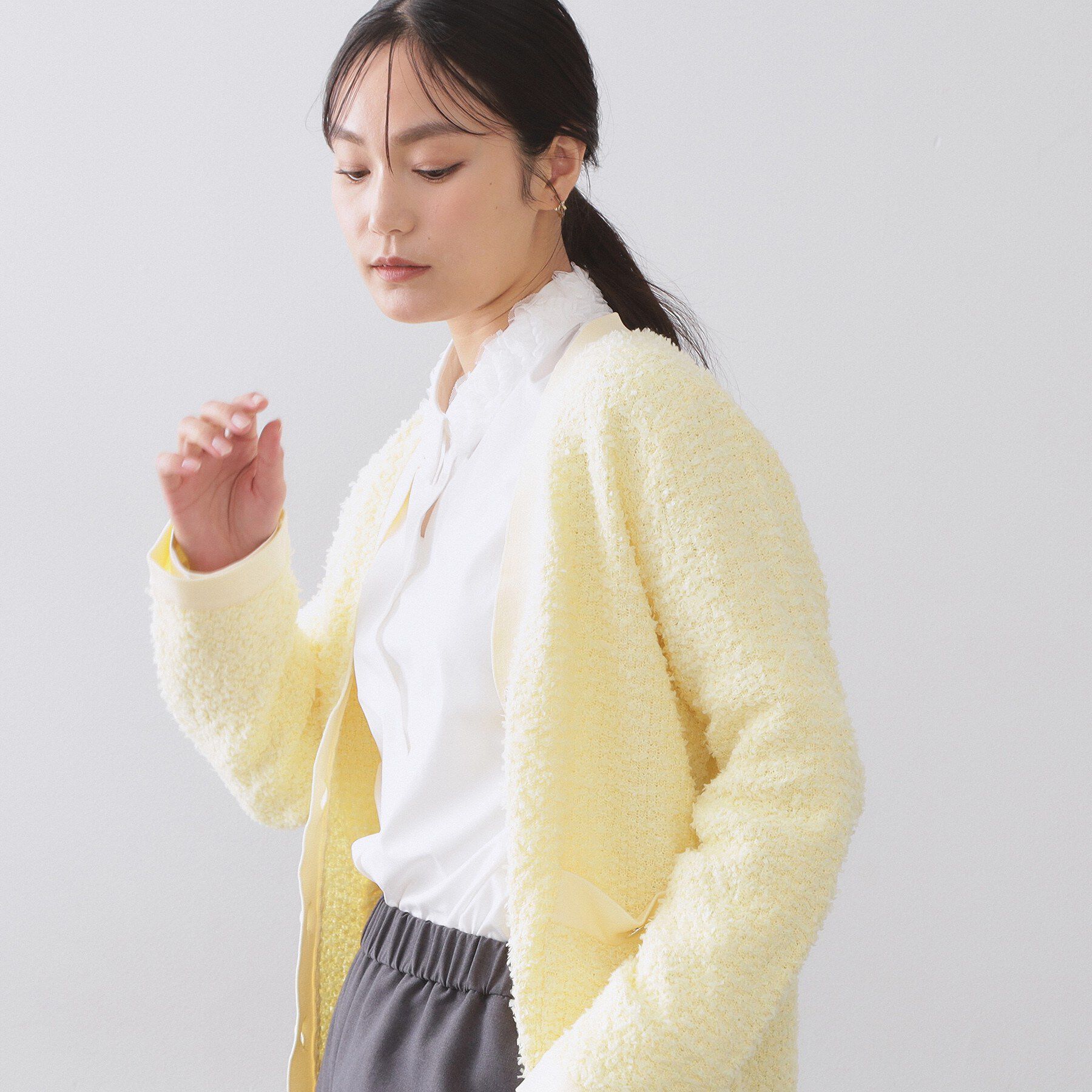 OPAQUE.CLIP「襟チュールシャツ【洗濯機OK】」|シャツ・ブラウス|