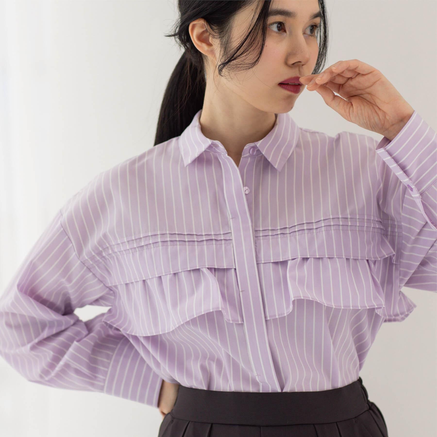OPAQUE.CLIP「タックフリルシャツ【洗濯機OK】」|シャツ・ブラウス|
