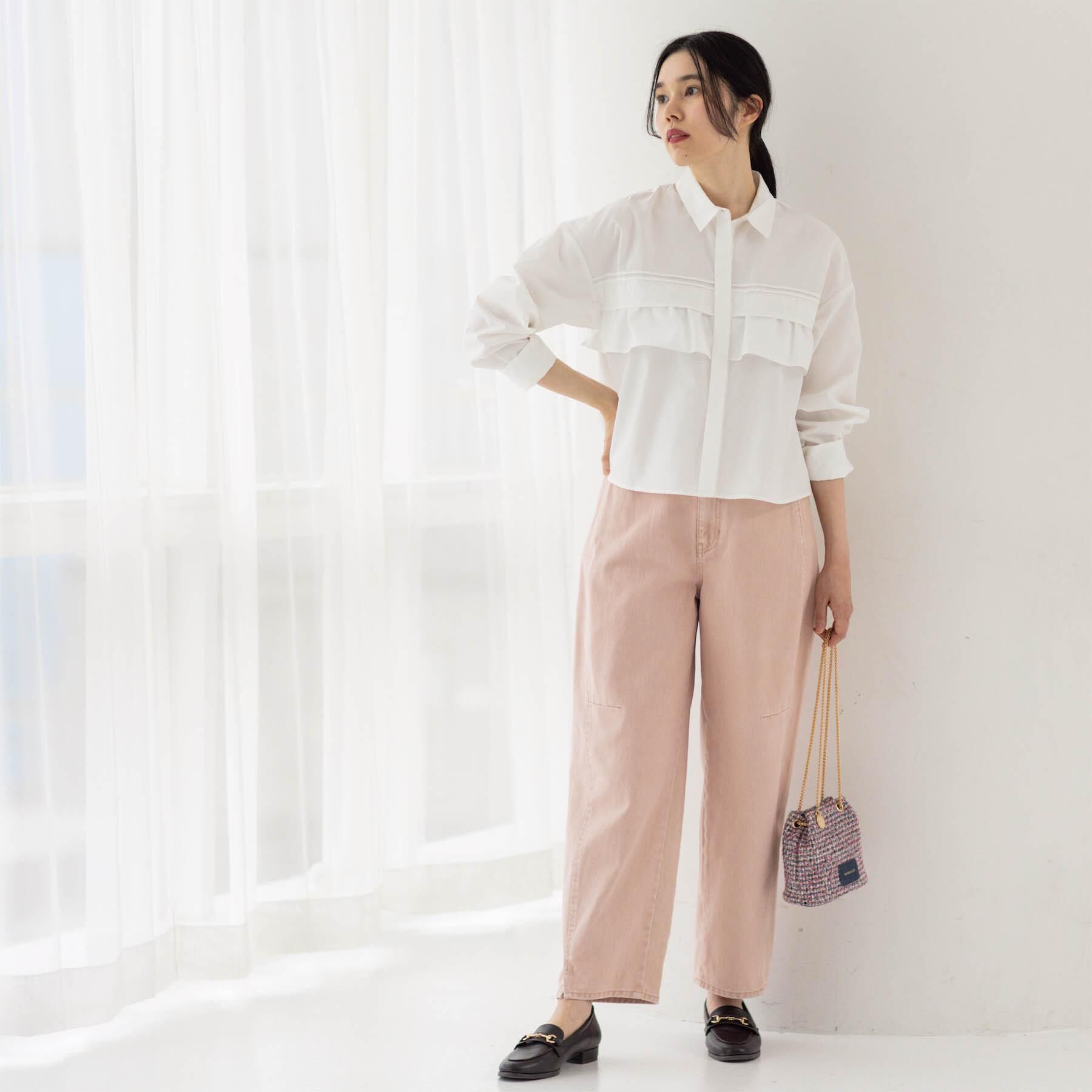 OPAQUE.CLIP「タックフリルシャツ【洗濯機OK】」|シャツ・ブラウス|