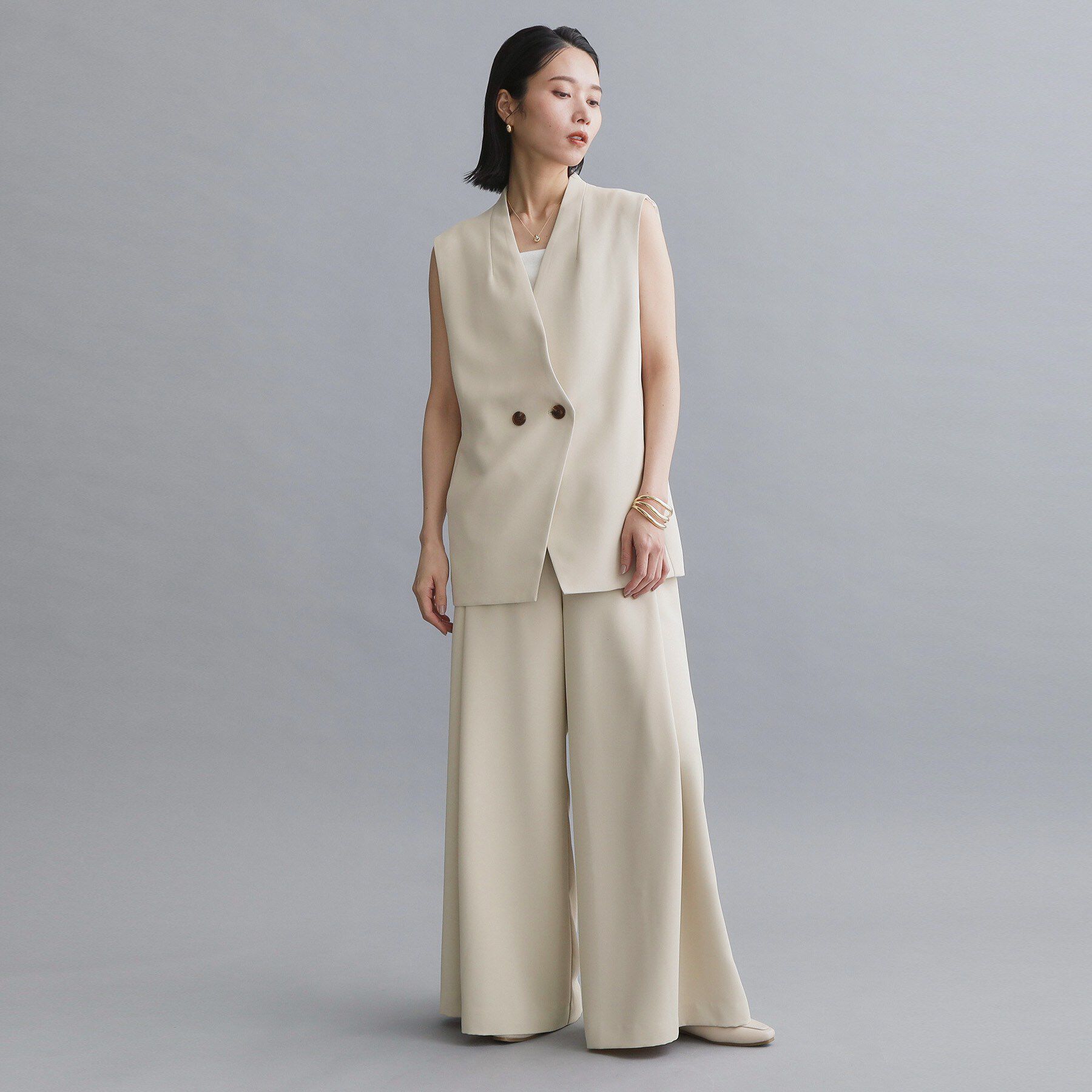 OPAQUE.CLIP「【es】ハイウエストタックワイドパンツ/セットアップ対応可【洗濯機OK】」|その他|