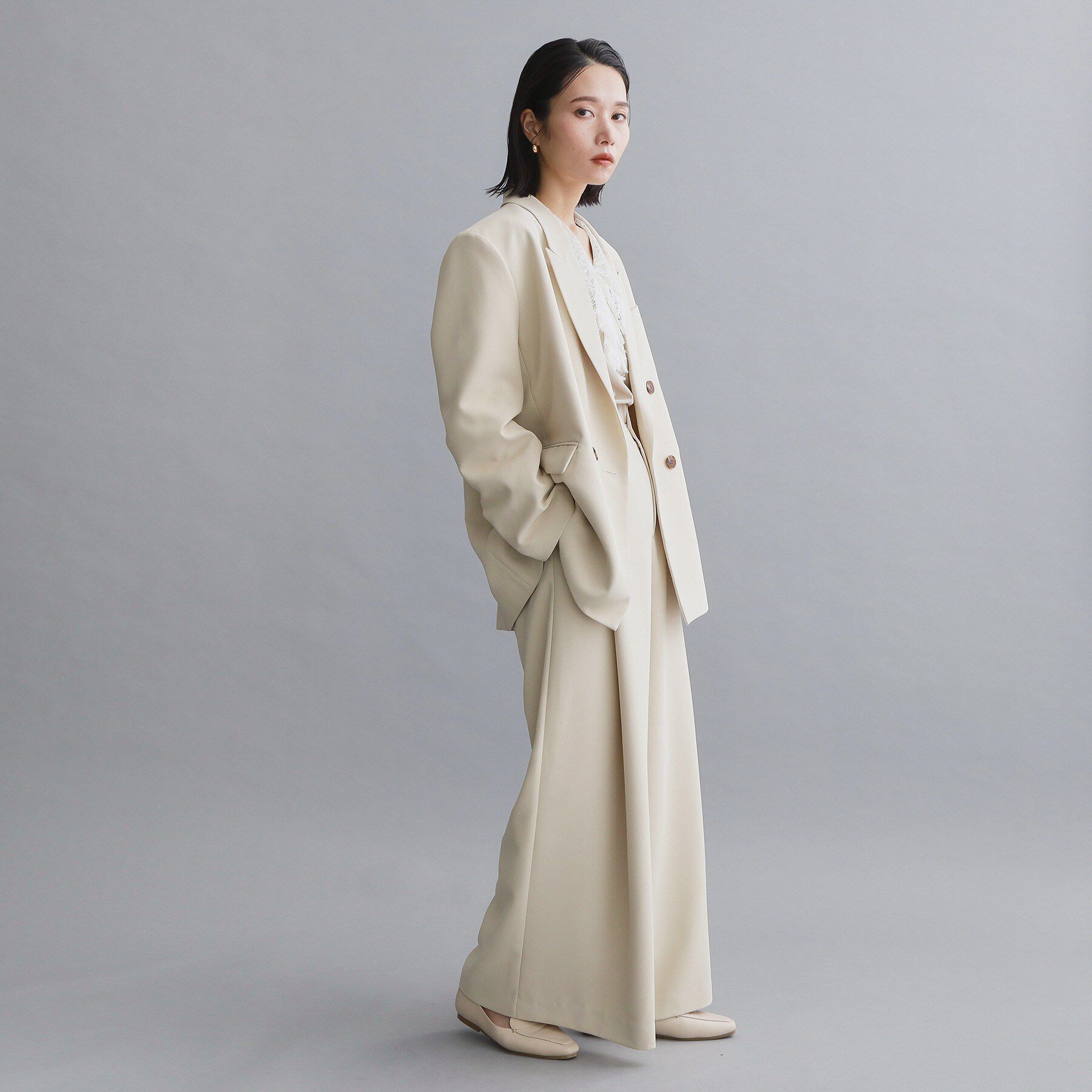 OPAQUE.CLIP「【es】ハイウエストタックワイドパンツ/セットアップ対応可【洗濯機OK】」|その他|