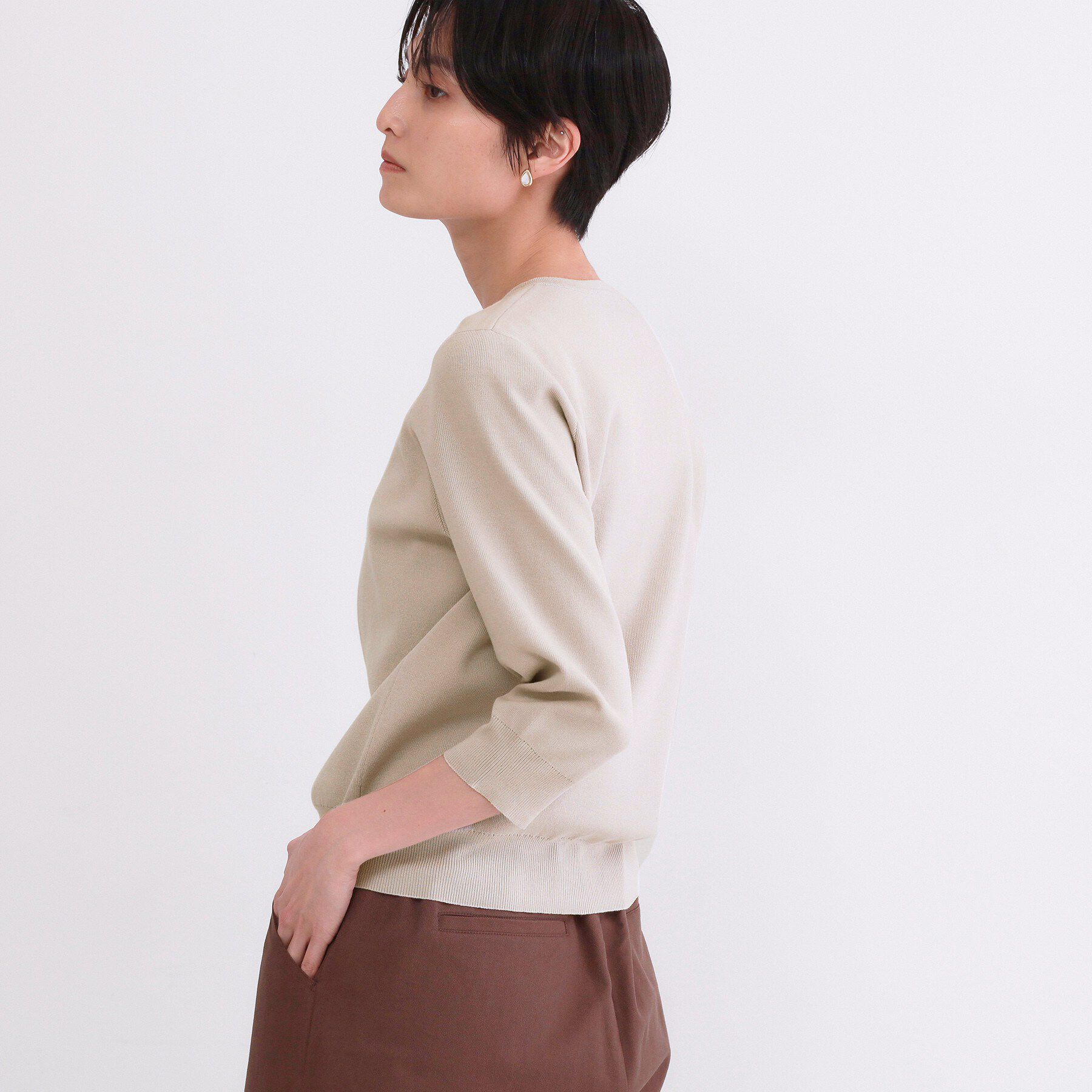 OPAQUE.CLIP「フリルヘンリーネックニット【洗濯機OK/抗ピル】」|ニット・セーター|