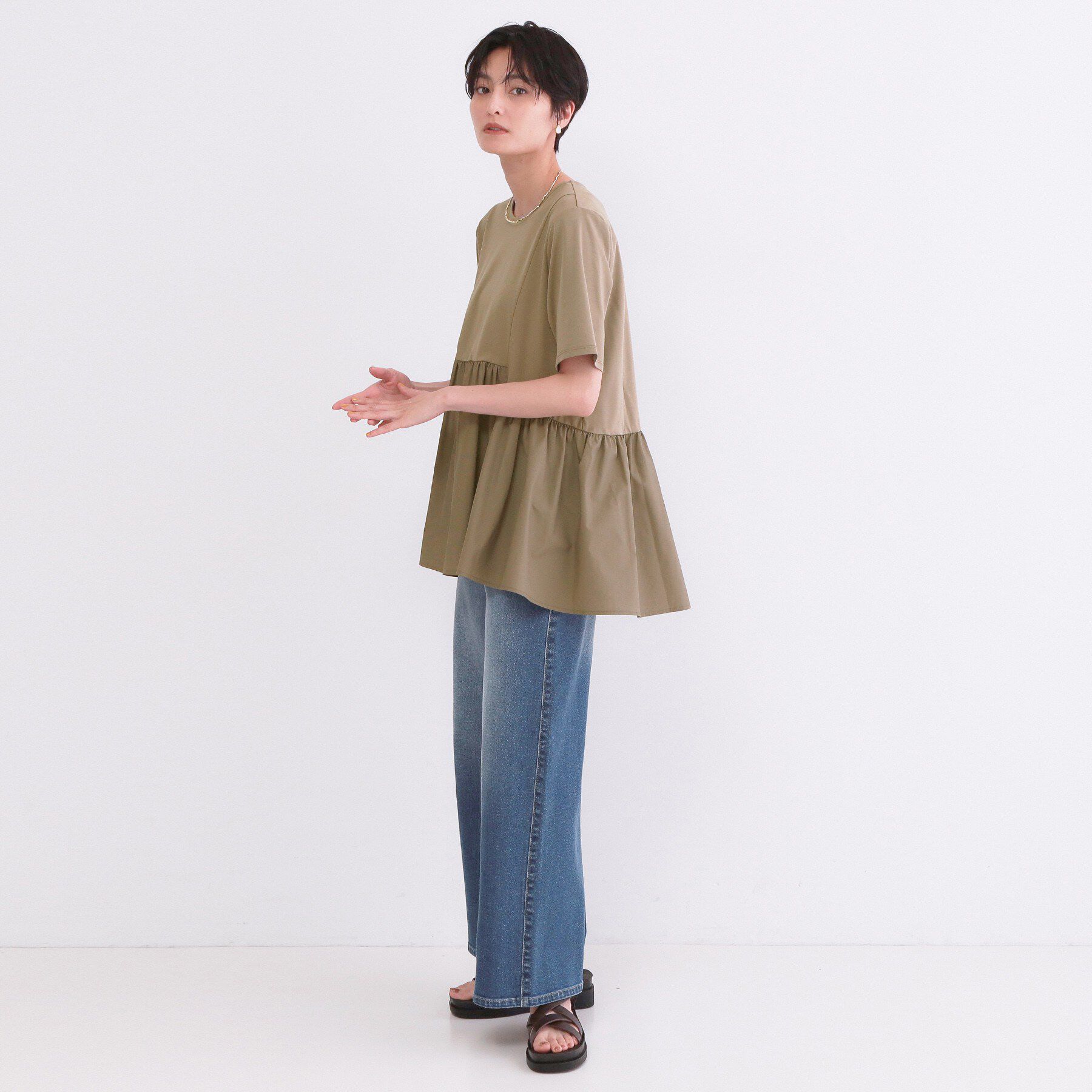 OPAQUE.CLIP「ペプラムドッキングカットソー【洗濯機OK】」|Tシャツ・カットソー|