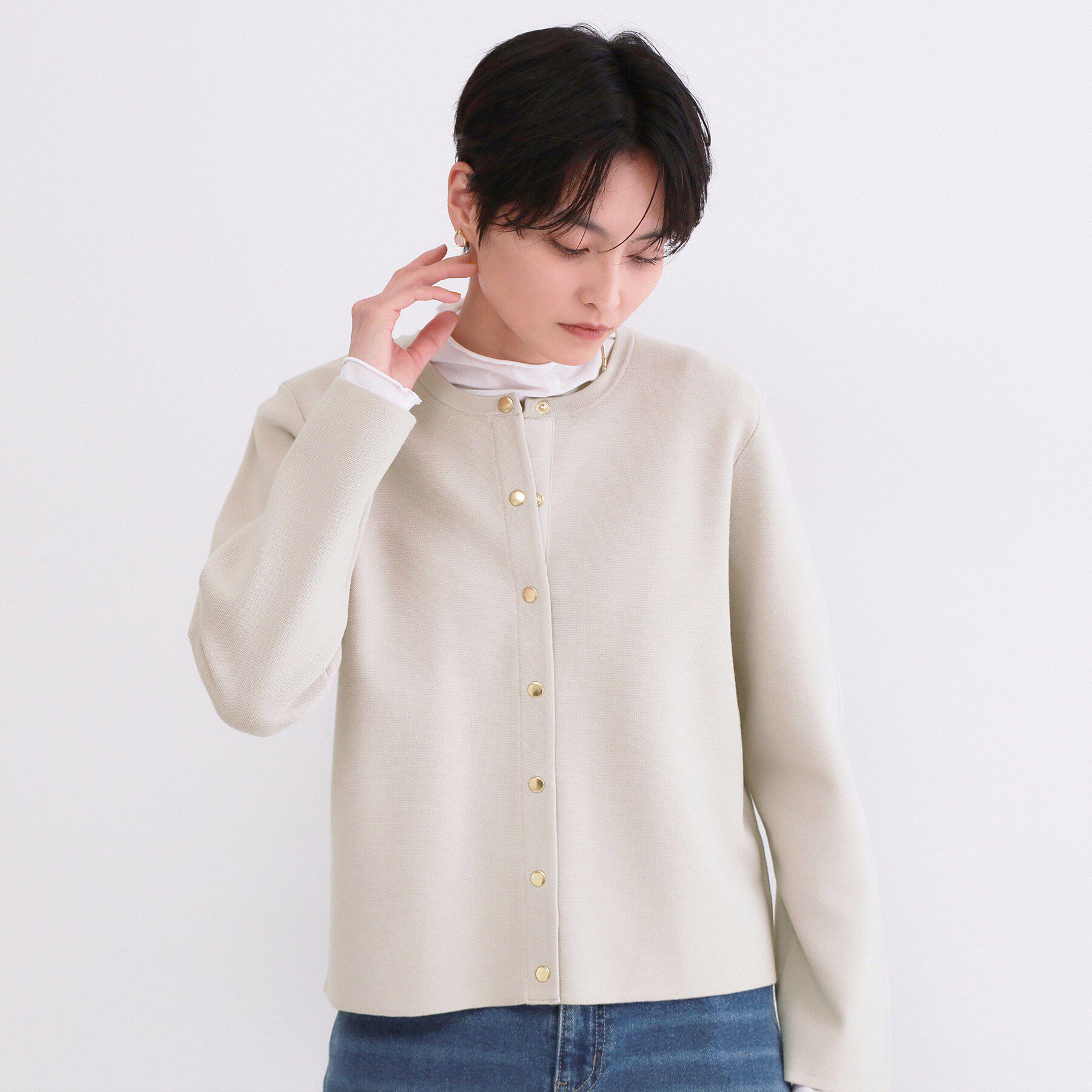 OPAQUE.CLIP「スナップボタンニットカーディガン【洗濯機OK/抗ピル】」|カーディガン|