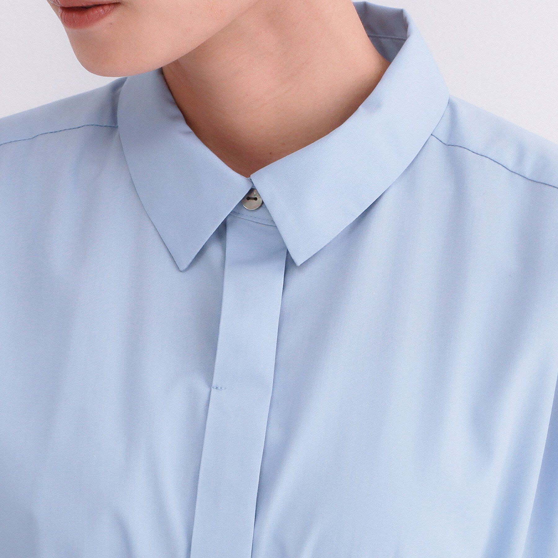 OPAQUE.CLIP「サッシュリボンベルト付きフレアシャツワンピース【洗濯機OK/防シワ加工】」|ワンピース|