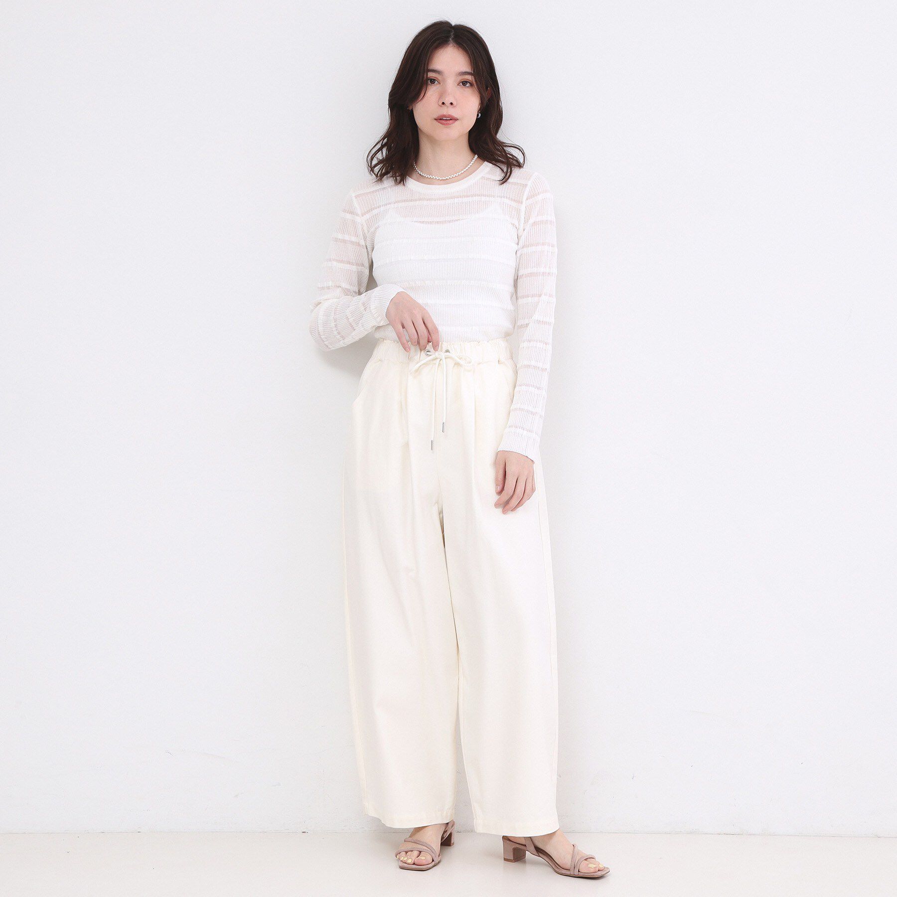 OPAQUE.CLIP「シアーボーダーリブニット【洗濯機OK】」|ニット・セーター|