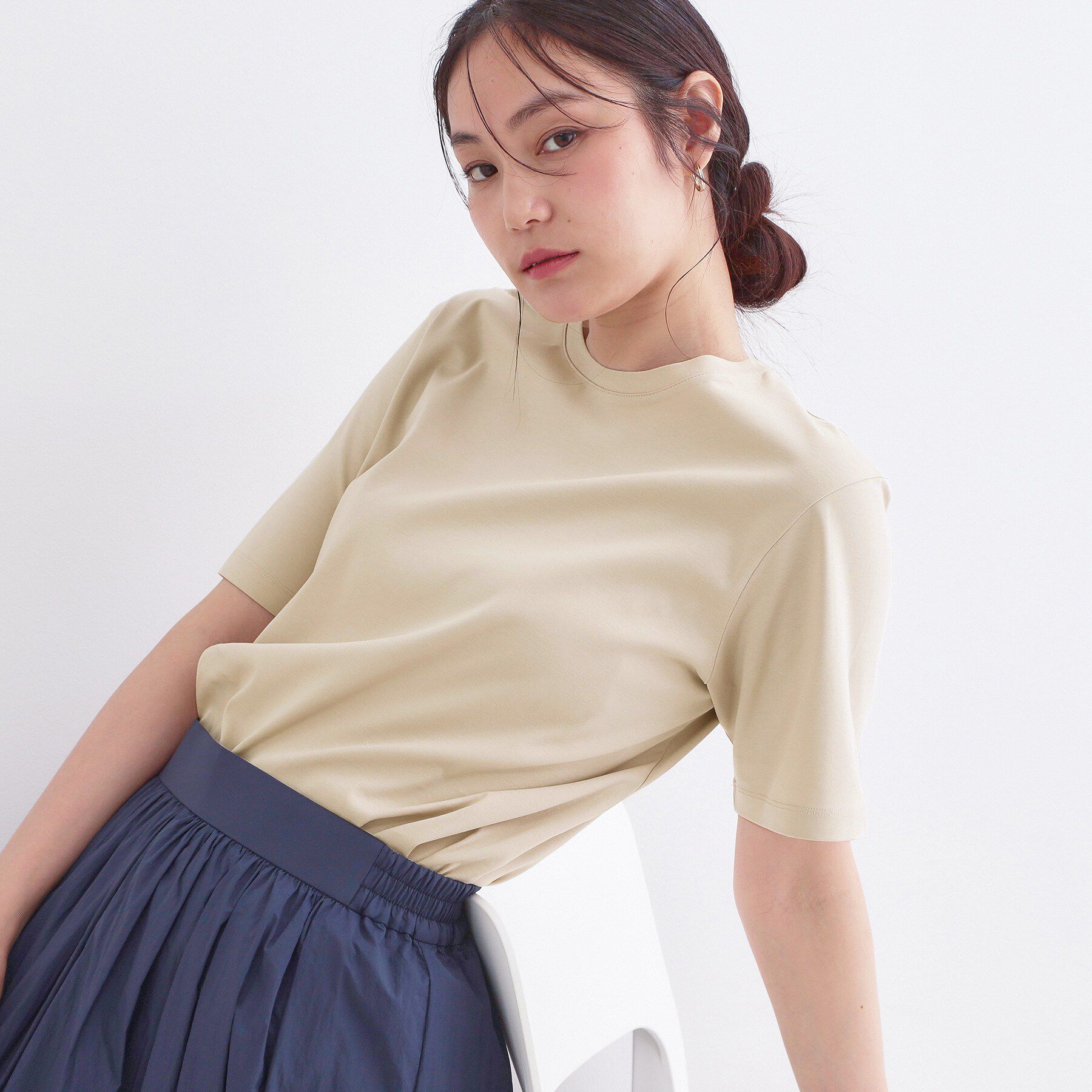 OPAQUE.CLIP「オーガニックコットン混ベーシックTシャツ【洗濯機OK】《SS～LL》」|Tシャツ・カットソー|ライトベージュ(05