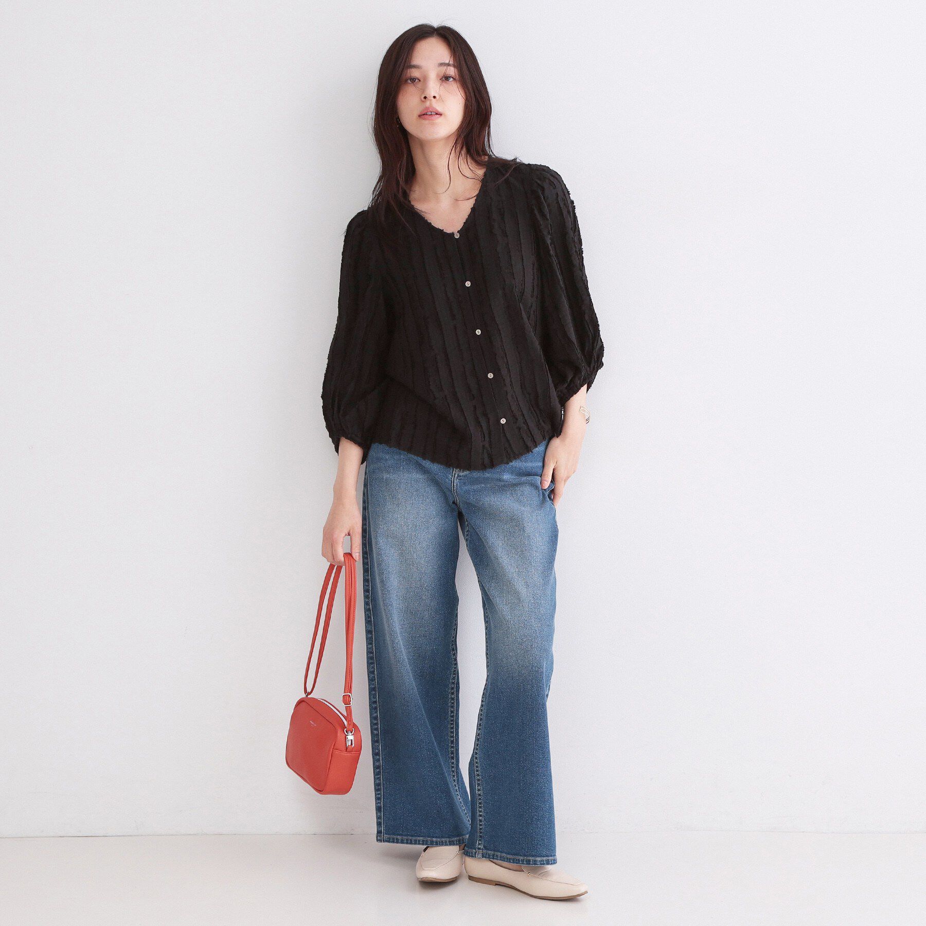 OPAQUE.CLIP「フリンジジャカードブラウス【洗濯機OK】」|シャツ・ブラウス|