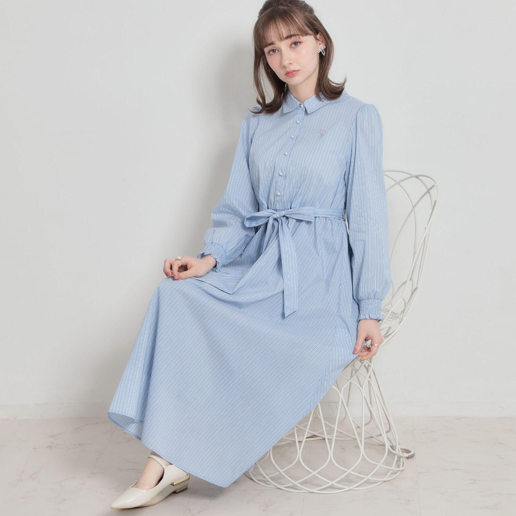 Couture broach「【洗える】ロゴエンブロ シャツワンピース」|ワンピース|