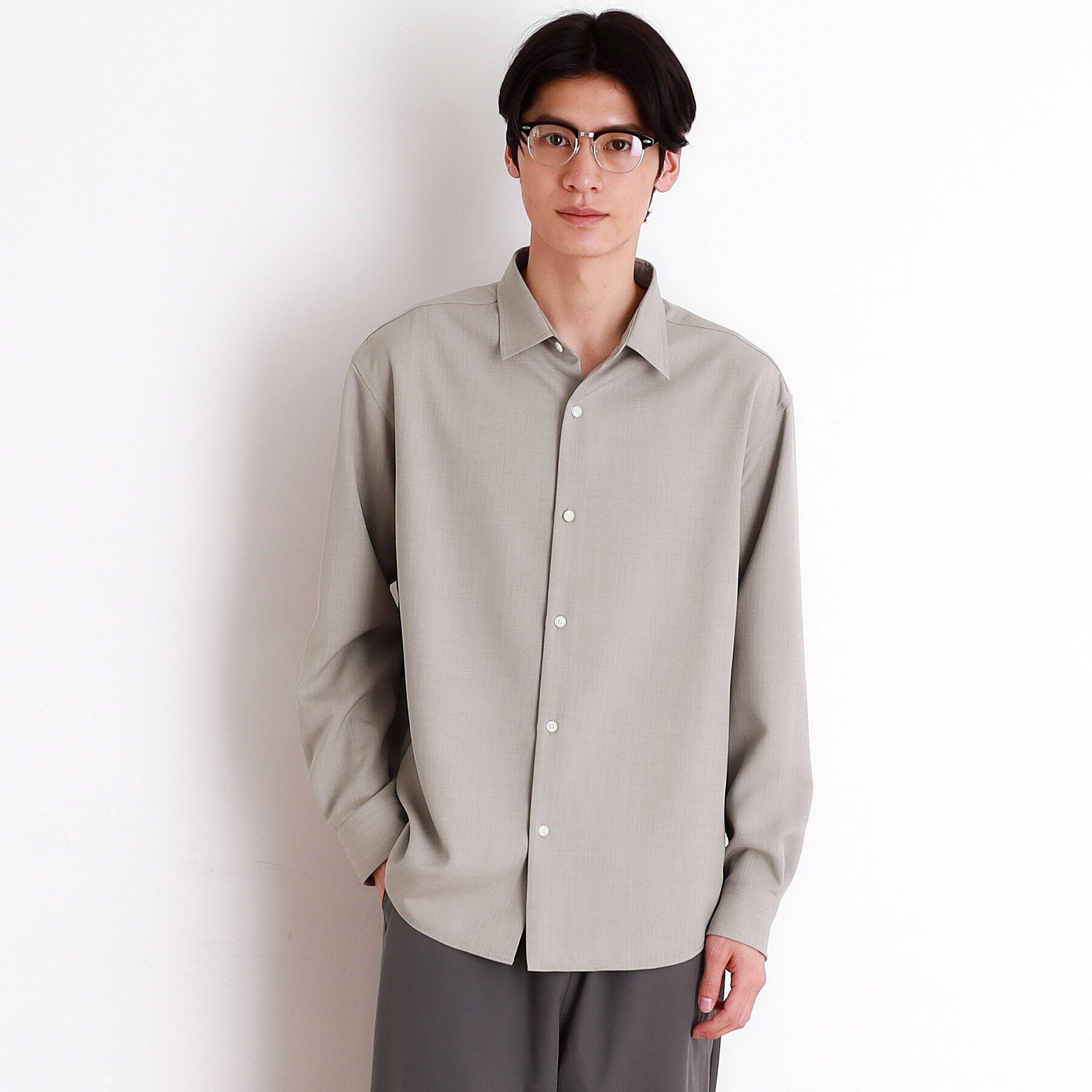 THE SHOP TK「ドライタッチ長袖シャツ」|シャツ・ブラウス|ライトグレー(011