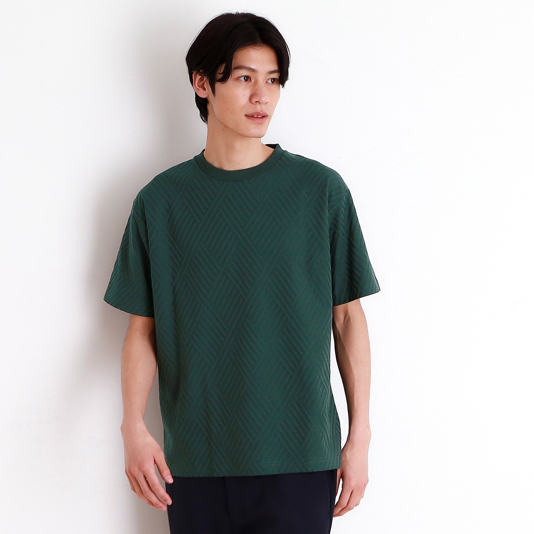 THE SHOP TK「リンクスジャカード半袖Ｔシャツ」|Tシャツ・カットソー|ブルーグリーン(09