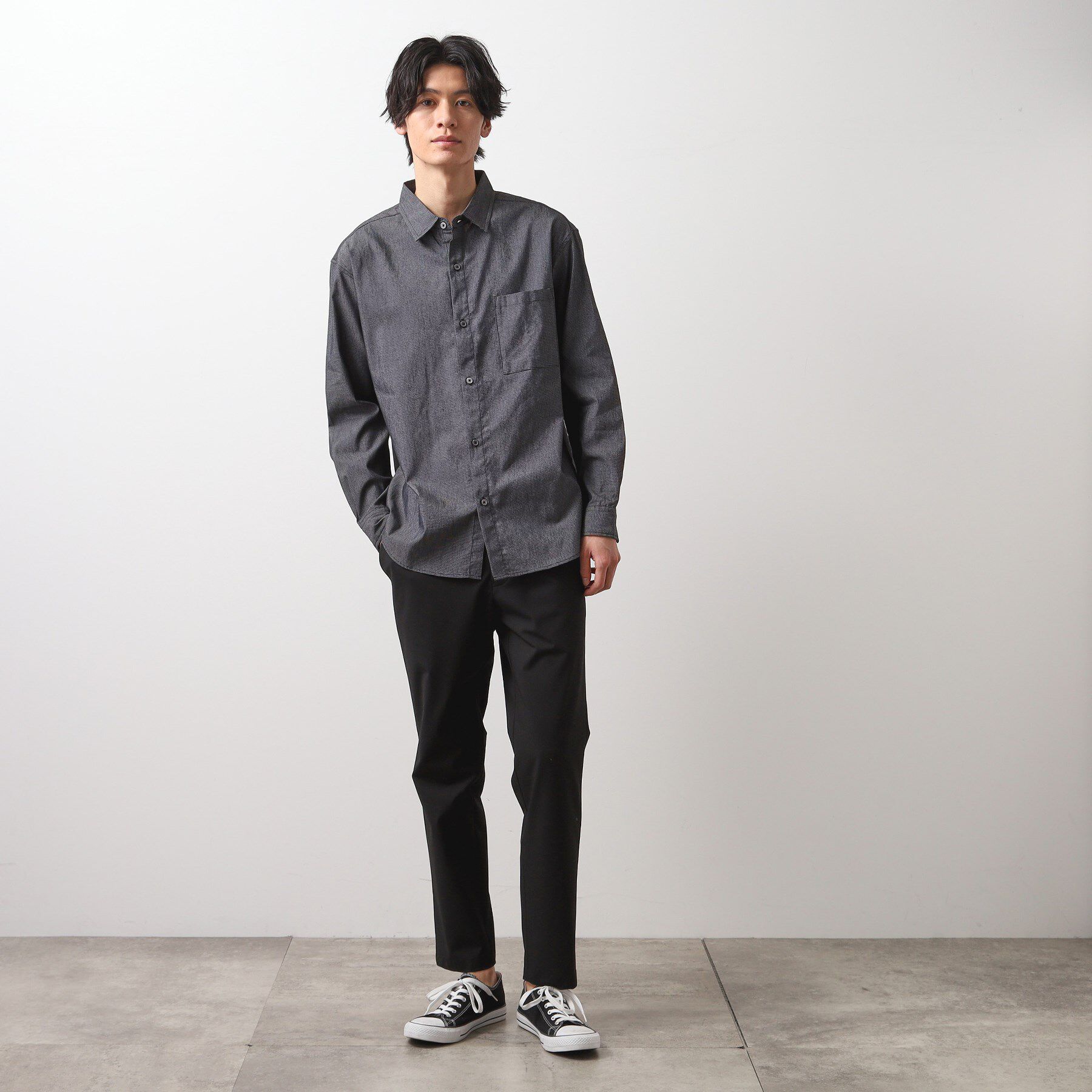 THE SHOP TK「綿麻ポリCOOLMAX（R）長袖シャツ」|シャツ・ブラウス|