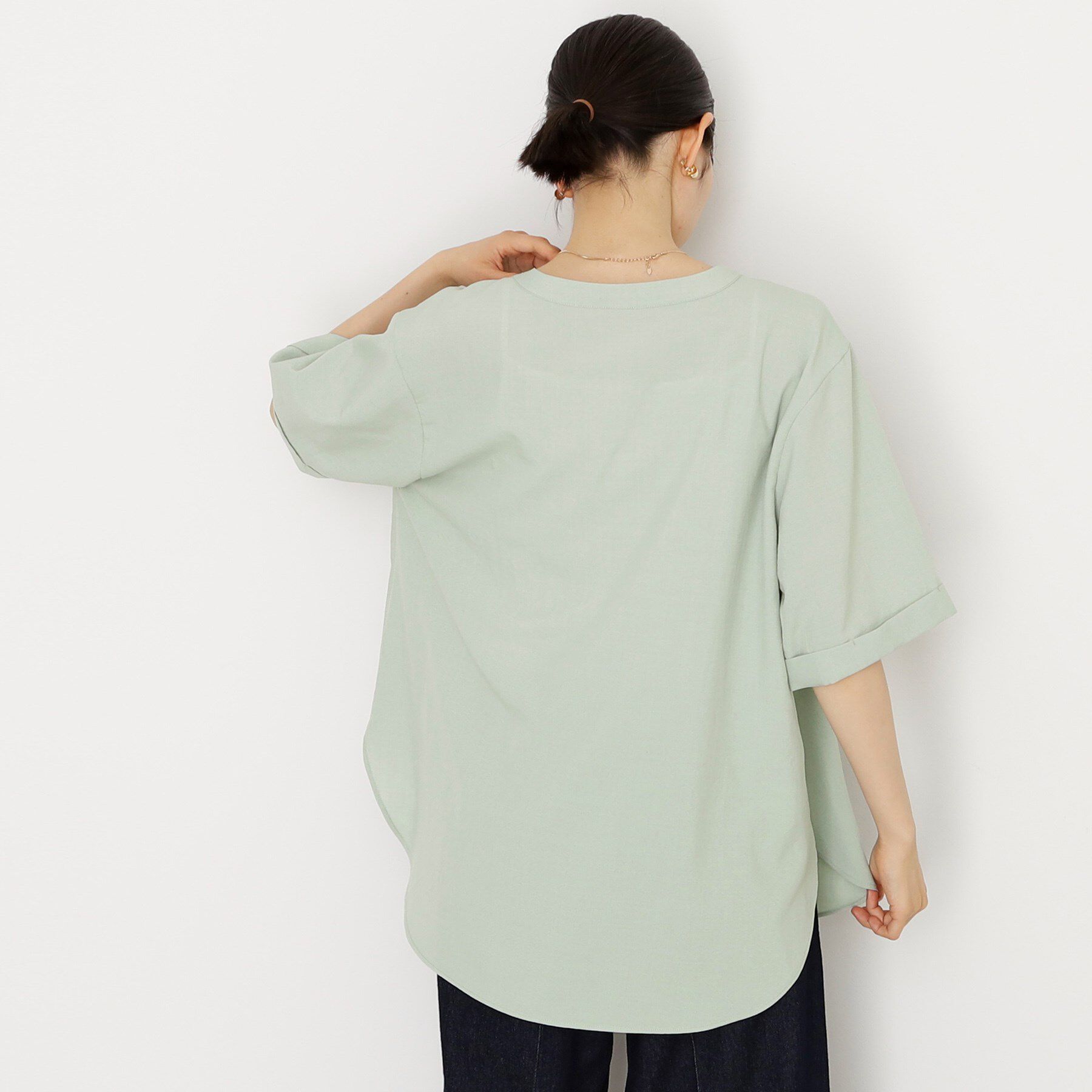 THE SHOP TK「【秋色入荷/インしなくても決まる】ダブルポケット5分袖シャツ/体型カバー／洗濯機OK」|シャツ・ブラウス|