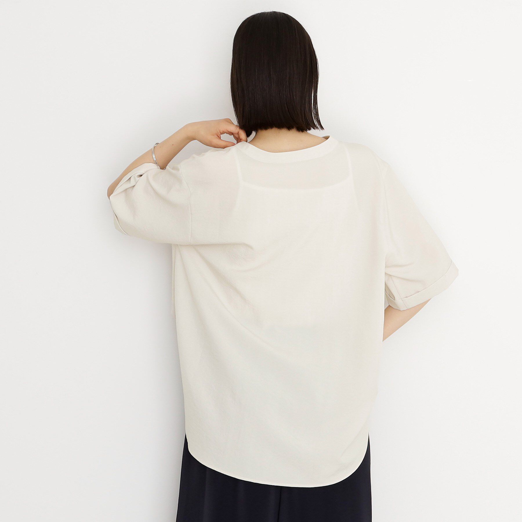 THE SHOP TK「【秋色入荷/インしなくても決まる】ダブルポケット5分袖シャツ/体型カバー／洗濯機OK」|シャツ・ブラウス|