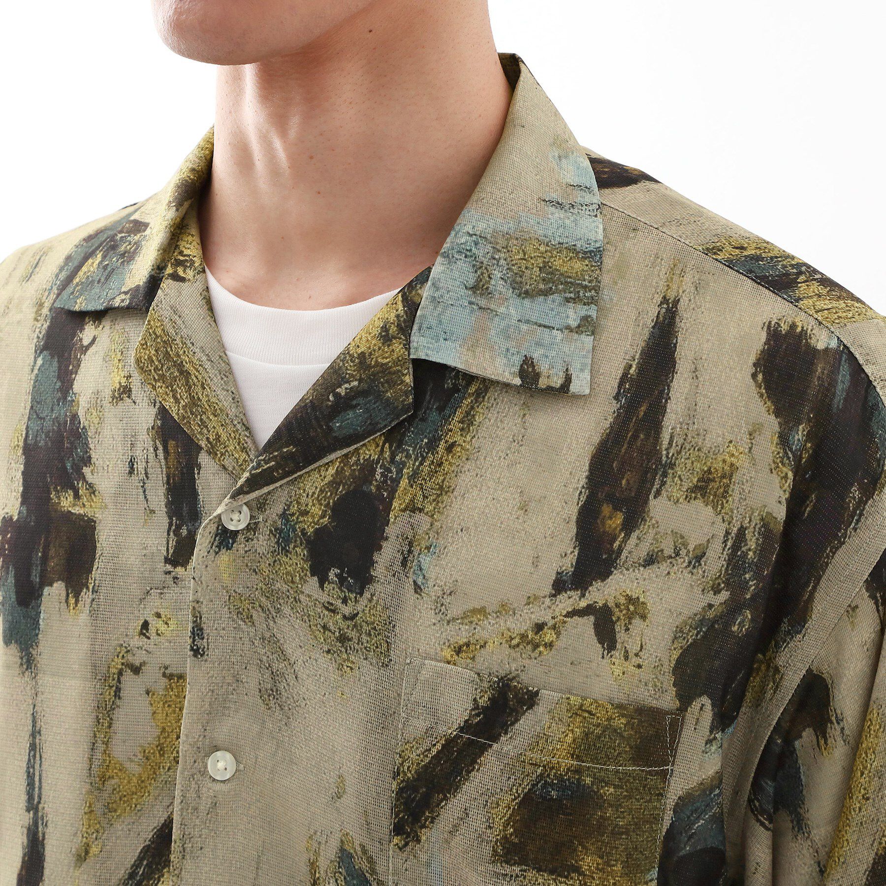 THE SHOP TK「アートプリントメッシュ半袖シャツ　【洗濯機OK】」|シャツ・ブラウス|