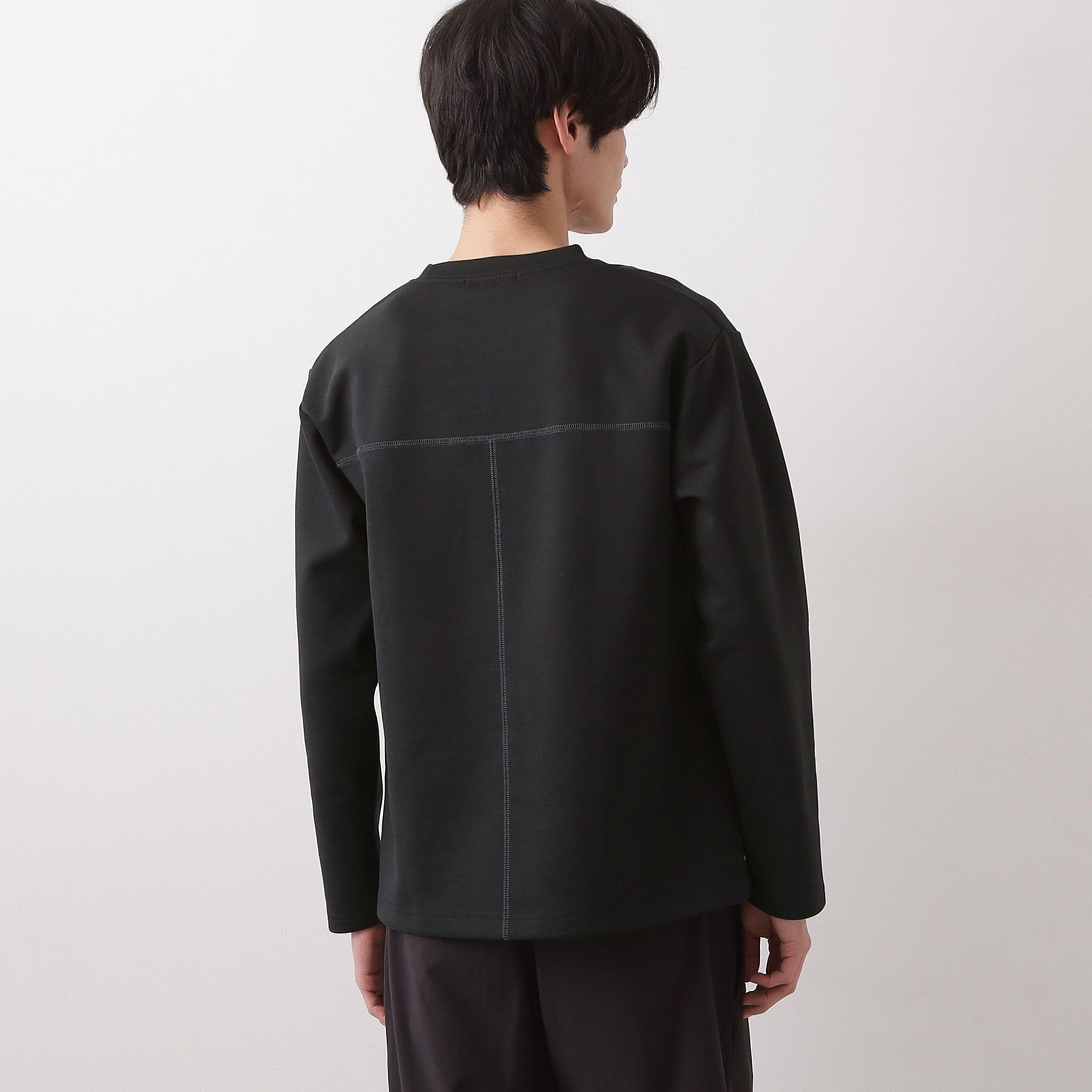 THE SHOP TK「ダンボール ステッチ切替デザイン 長袖Tシャツ 洗濯機OK」|Tシャツ・カットソー|