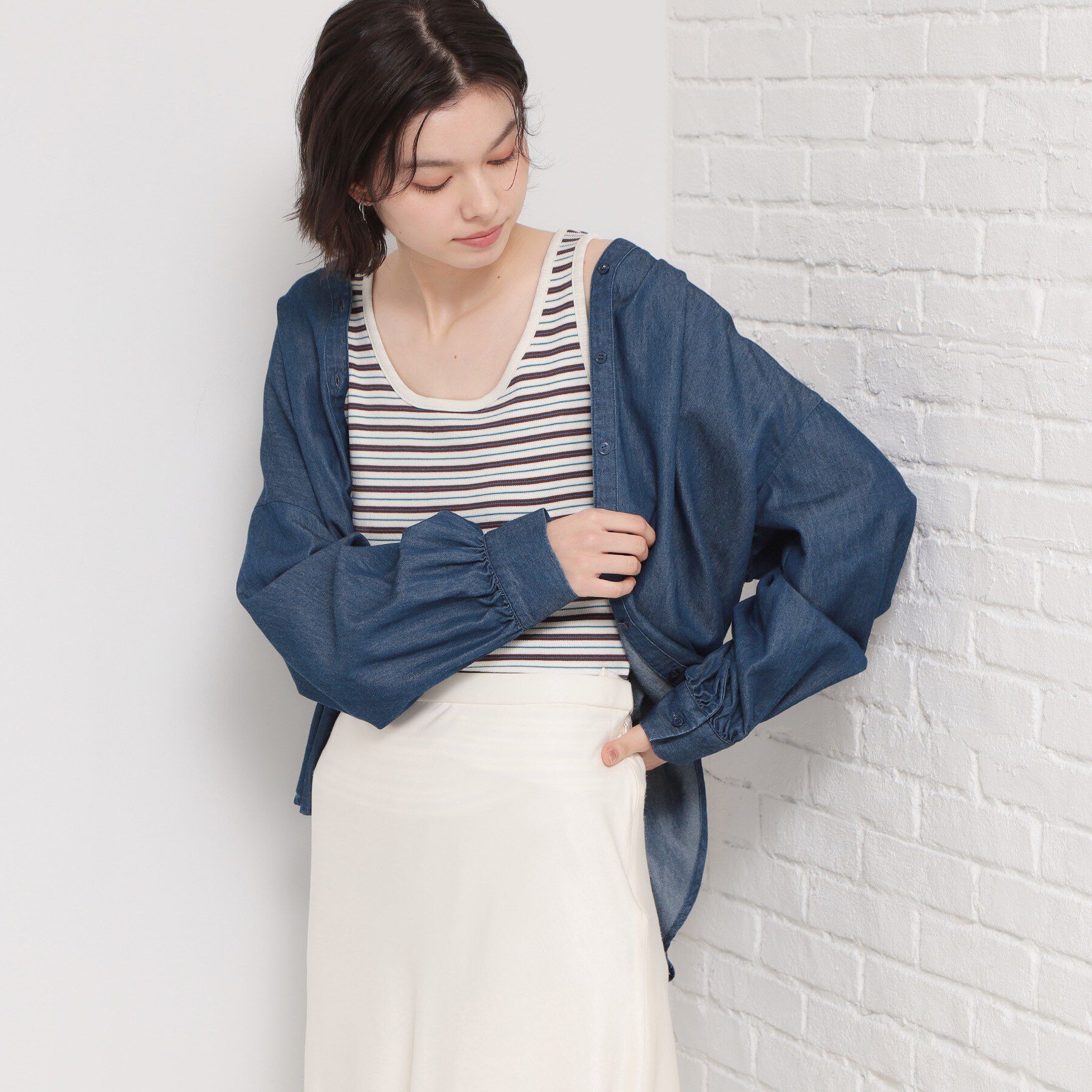 THE SHOP TK「マルチボーダーニットソータンク」|キャミソール|