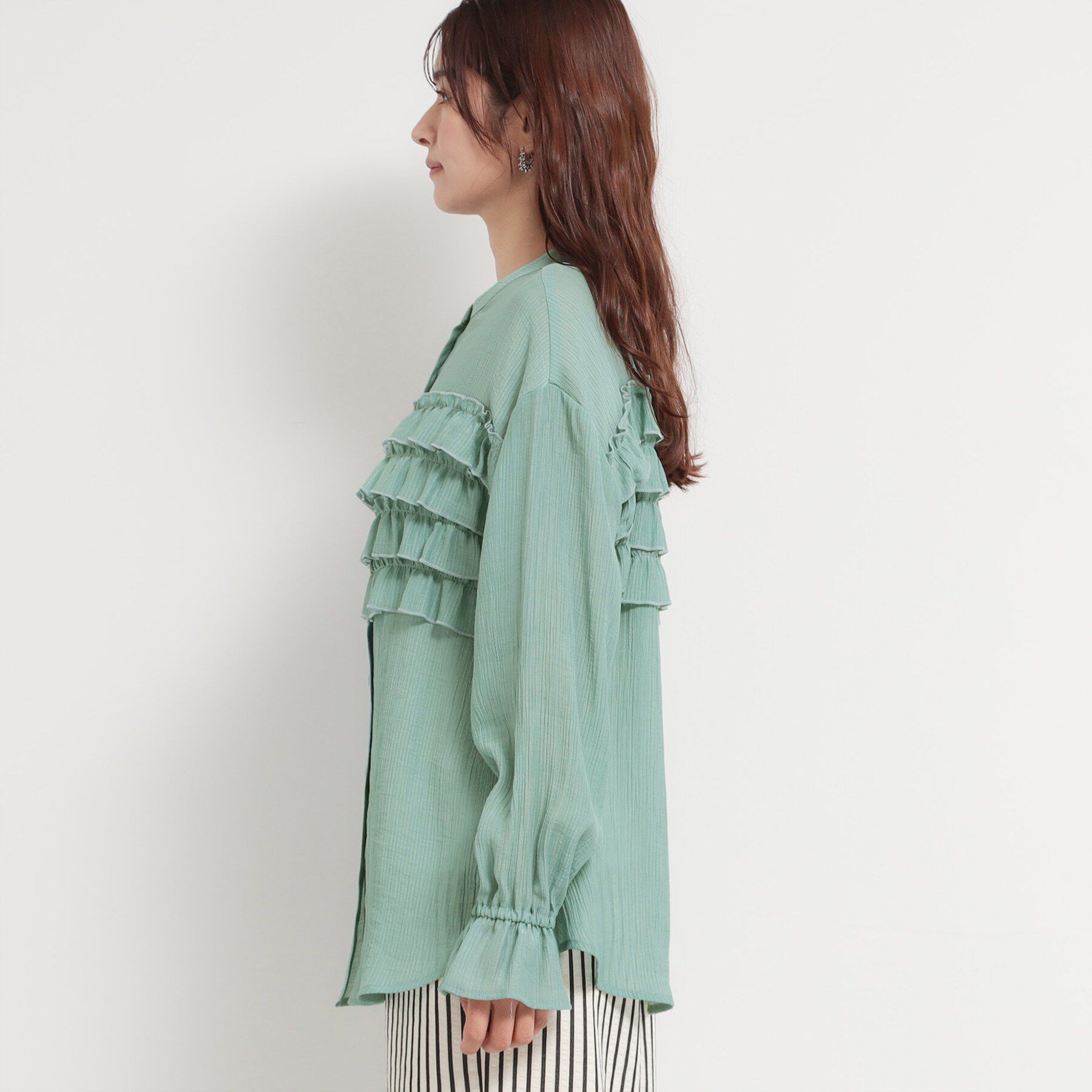 THE SHOP TK「ティアードフリル楊柳シャツ」|シャツ・ブラウス|