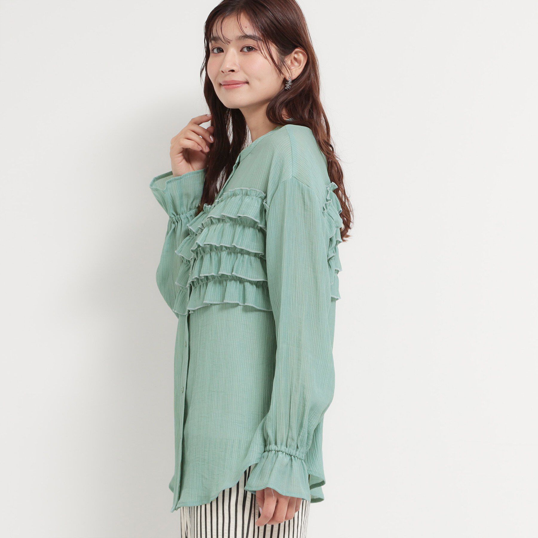 THE SHOP TK「ティアードフリル楊柳シャツ」|シャツ・ブラウス|