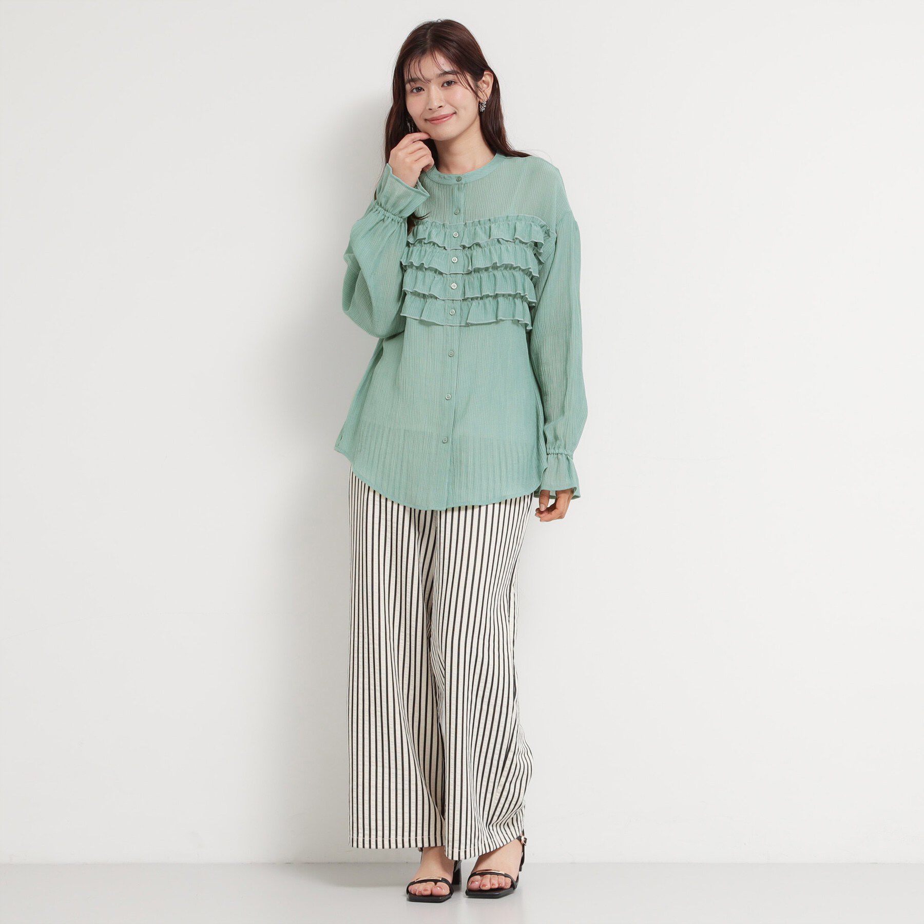 THE SHOP TK「ティアードフリル楊柳シャツ」|シャツ・ブラウス|