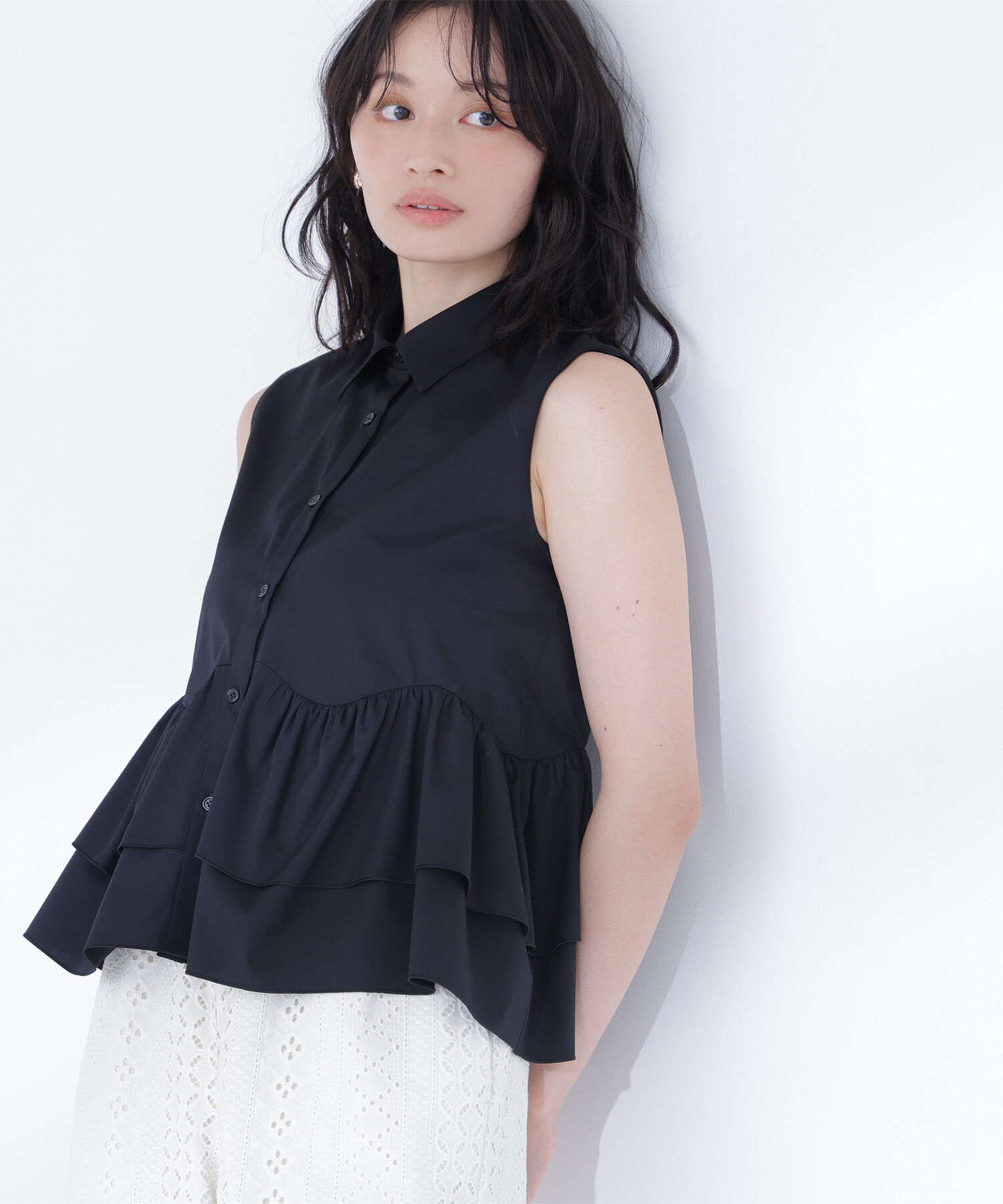  「ティアードペプラムシャツ」|シャツ・ブラウス|ブラック