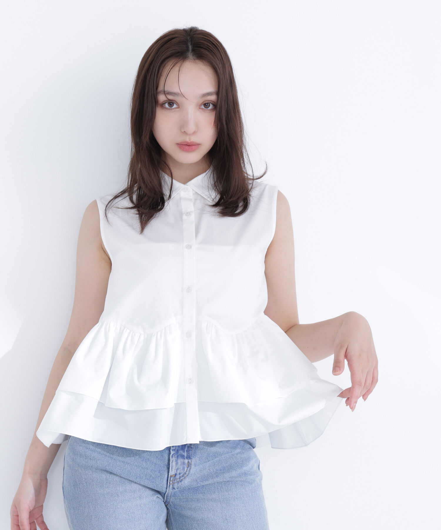  「ティアードペプラムシャツ」|シャツ・ブラウス|オフホワイト1